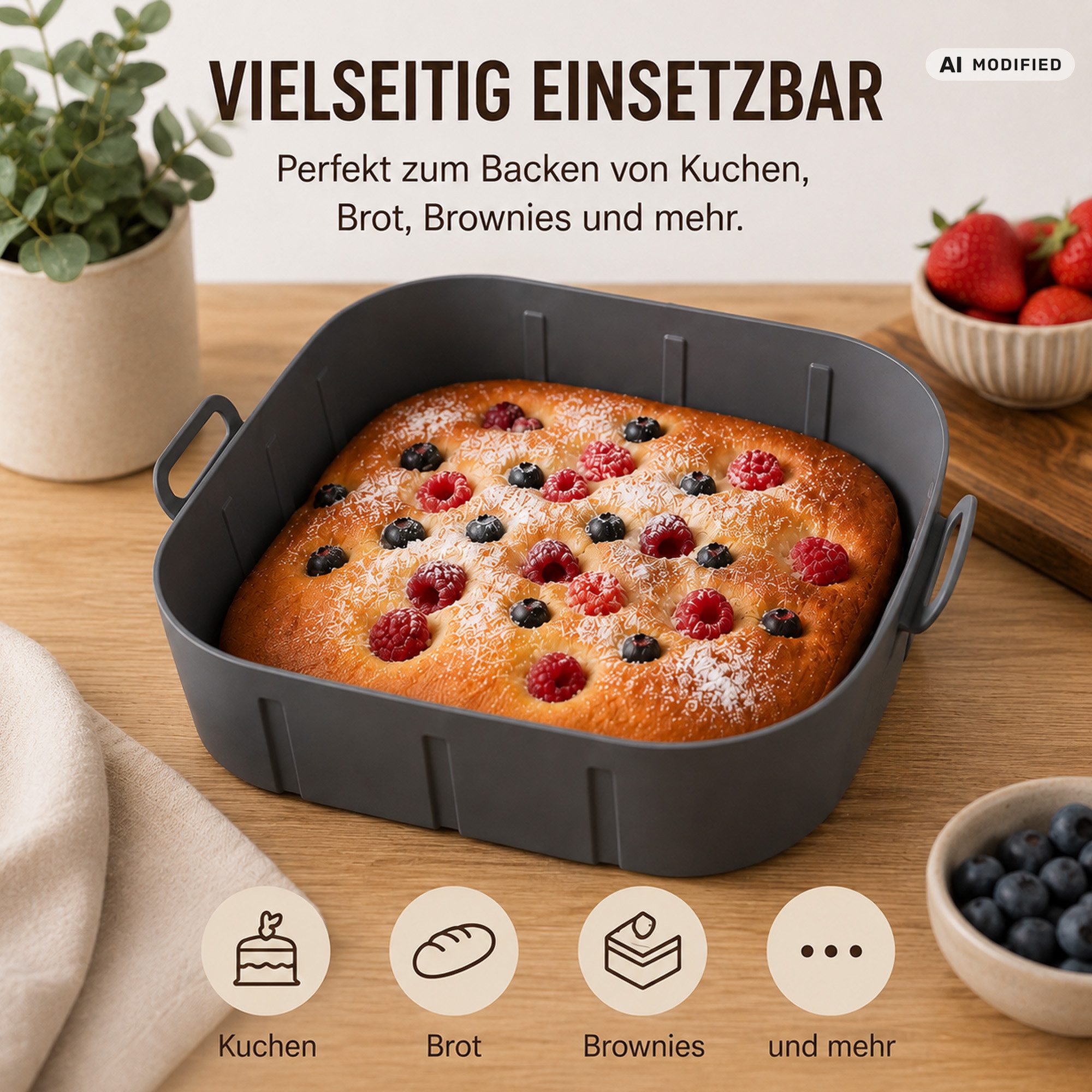 Bestlivings Silikonform für AirFryer, (2-tlg), Ø20x5cm, BPA-frei - wiederverwendbar, lebensmittelecht bis 230°C – Bild 3 von 5
