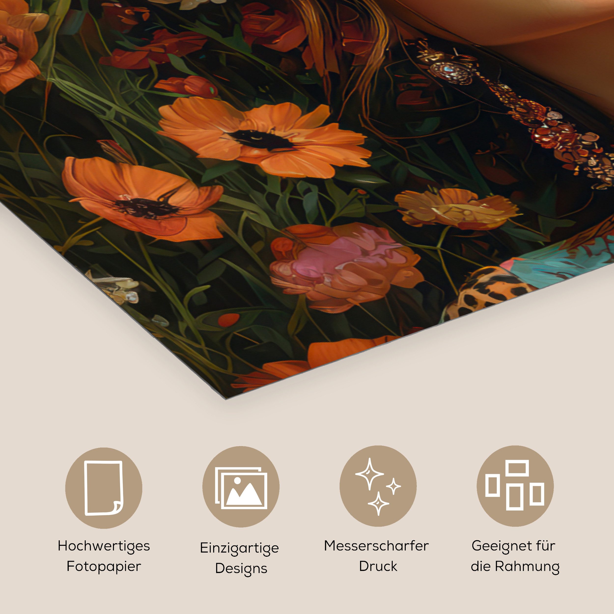 MuchoWow Poster Frauen - Blumen - Modern - Brille - Abstrakt, (1 St), Poster ohne Rahmen, Wandbild, Wandposter, 30x20 cm – Bild 3 von 5