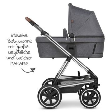 ABC Design Kombi-Kinderwagen Vicon 4 Air - Asphalt, 2in1 Kinderwagen Buggy mit Lufträdern, Babywanne & Sportsitz