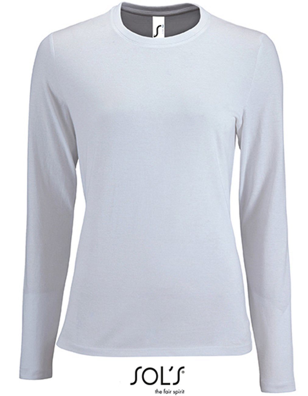 Damen bis - für Langarm-Shirt SOLS Frauen XXL Gr. Baumwolle Langarmshirt S 100% Weiß Pack 190 1er/2er (1-tlg) g/m²