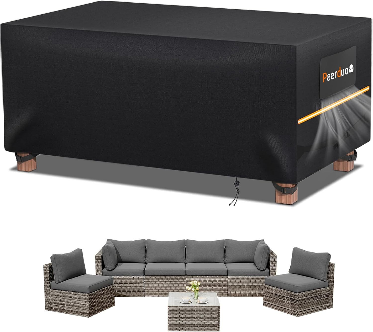 Paerduo Gartenmöbel-Schutzhülle Wasserdichte Gartenmöbel-Abdeckung 420D Oxford-Polyester UV-Schutz (Outdoor Schutzhülle für Gartenmöbel – Wasserdicht & Winddicht, Gartenmöbel-Abdeckung inkl. Aufbewahrungstasche für Schutz & Ordnung), Robuste Gartenmöbel-A