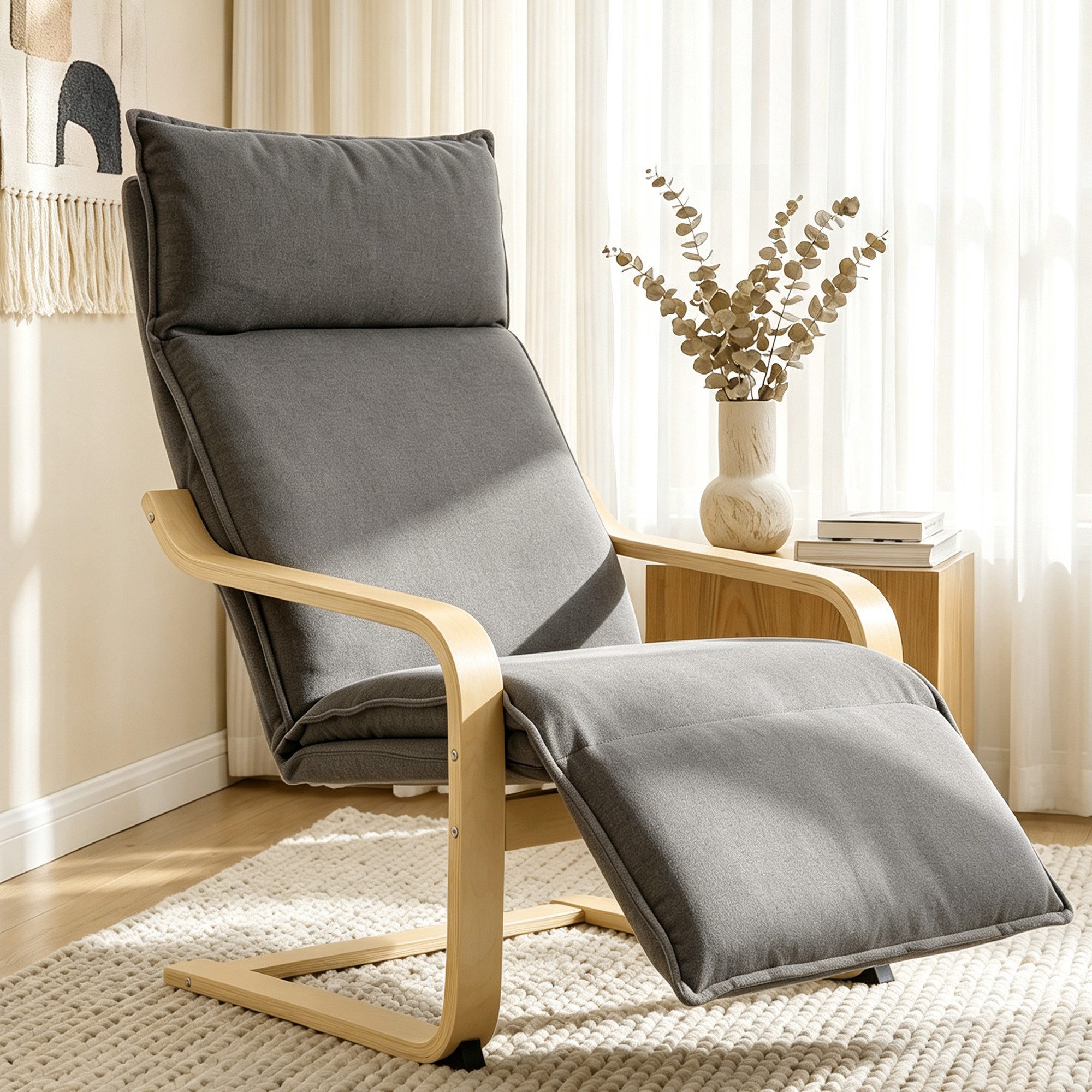 HOMCOM Relaxsessel Loungesessel Schwingsessel mit hoher Rückenlehne (Set, 1-St., 1), sanfte Schaukelbewegung, Fußstütze