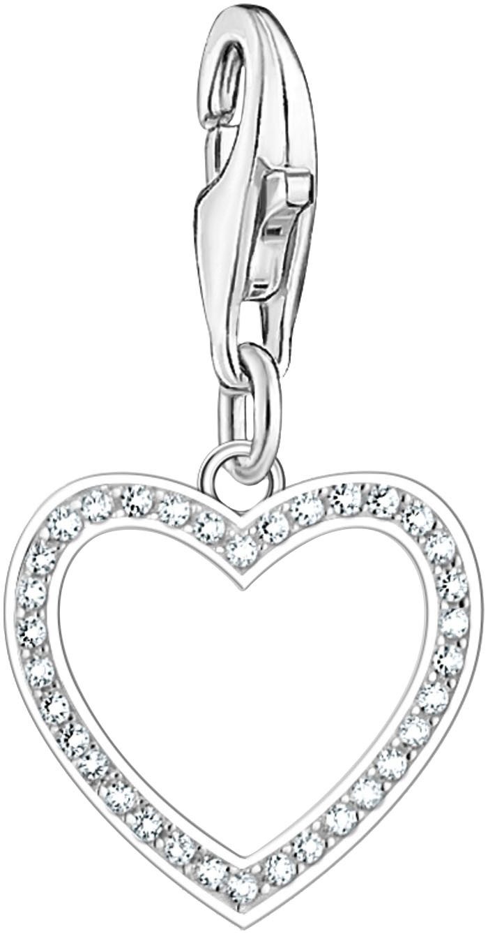 THOMAS SABO Charm Herz Charm mit weißen Steinen, mit Zirkonia (synth)