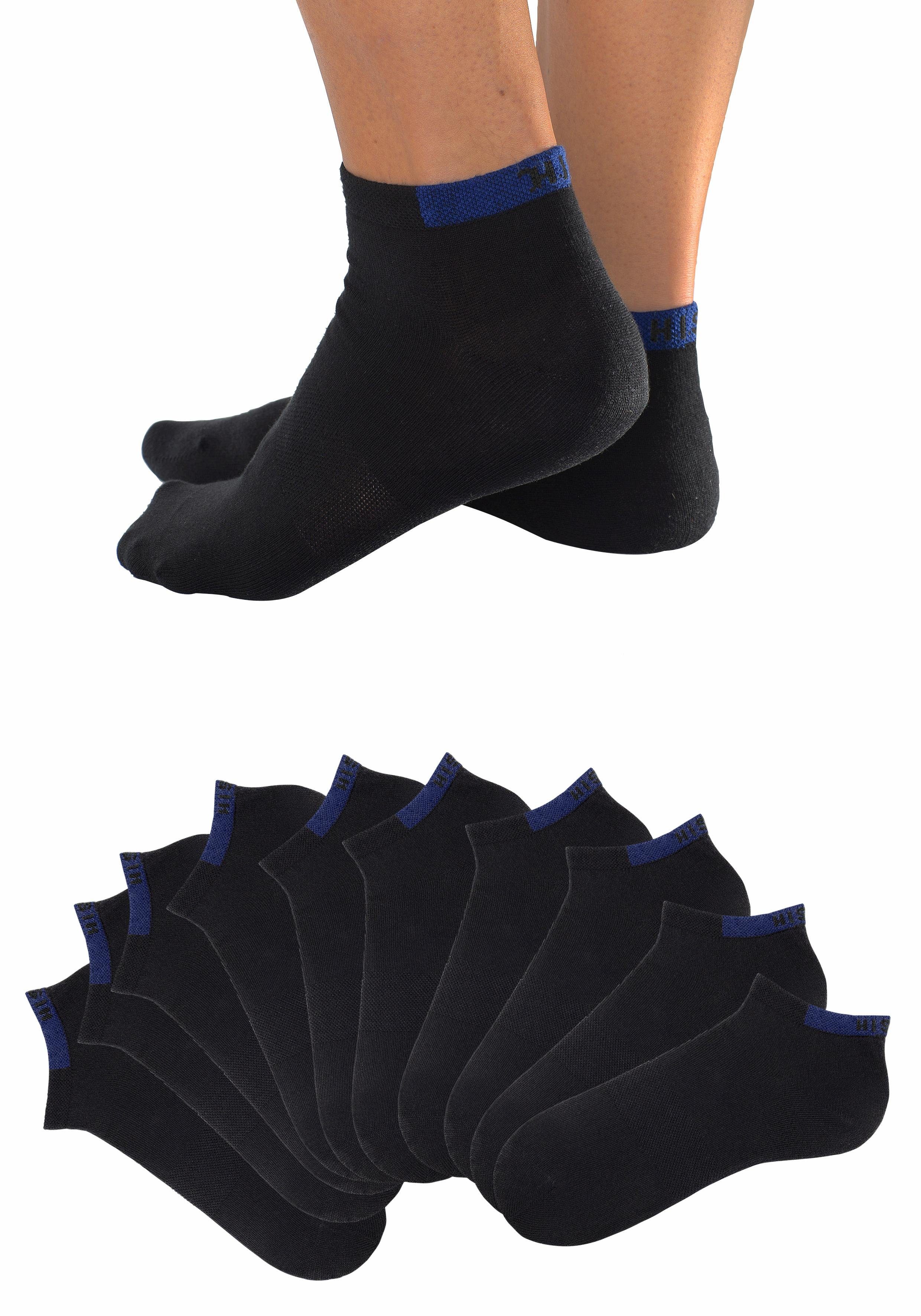 H.I.S Sneakersocken Sneaker Socken Herren Damen, Kurzschaft Socken (Packung, 10-Paar, Quarter Gr. 35-38 bis 47-48) mit verstärkten Belastungszonen