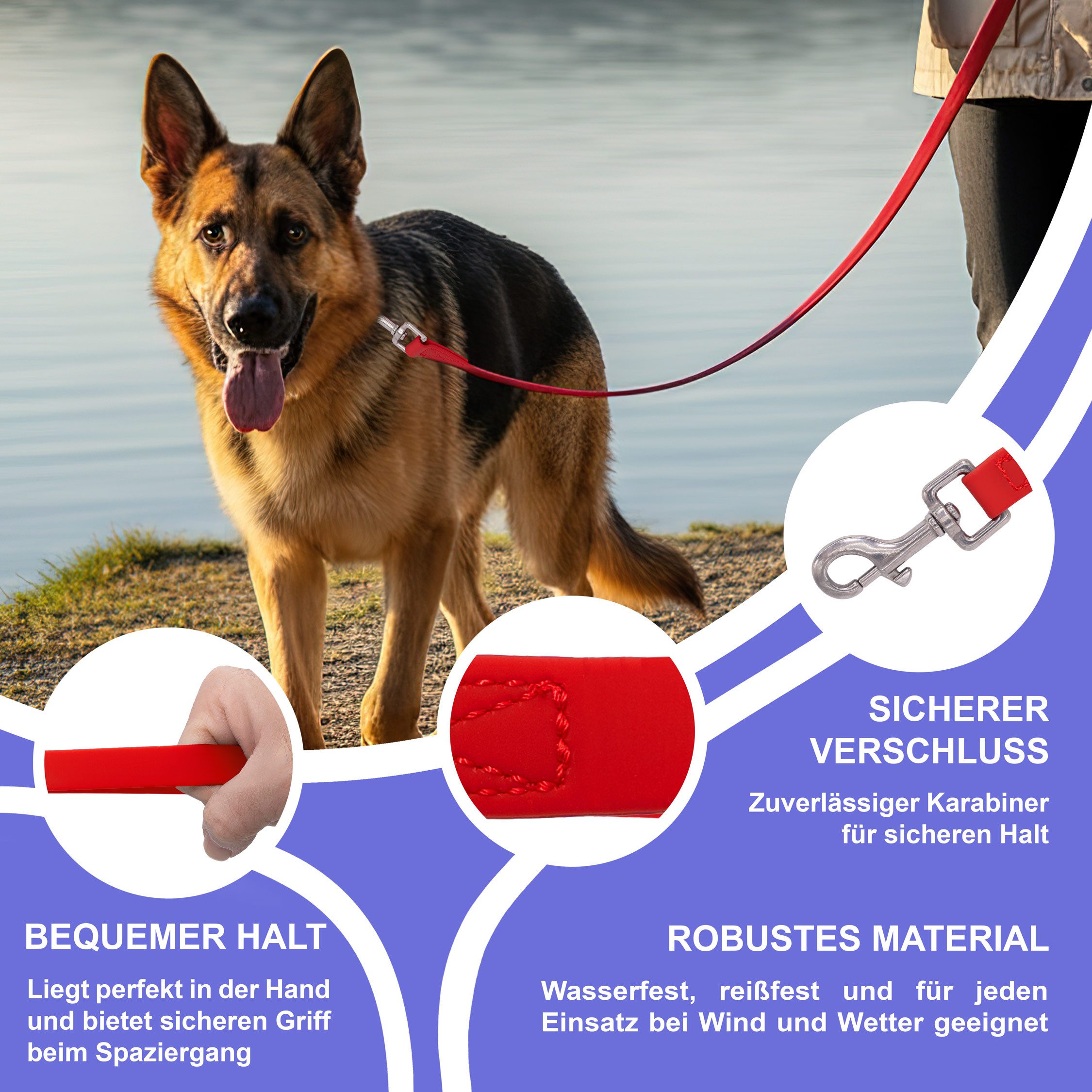 Reichstadt Hundeleine RS Pets Führleine PVC 25RSP086, PVC, Weiche Handschlaufe mit Soft-Wrist-Strap