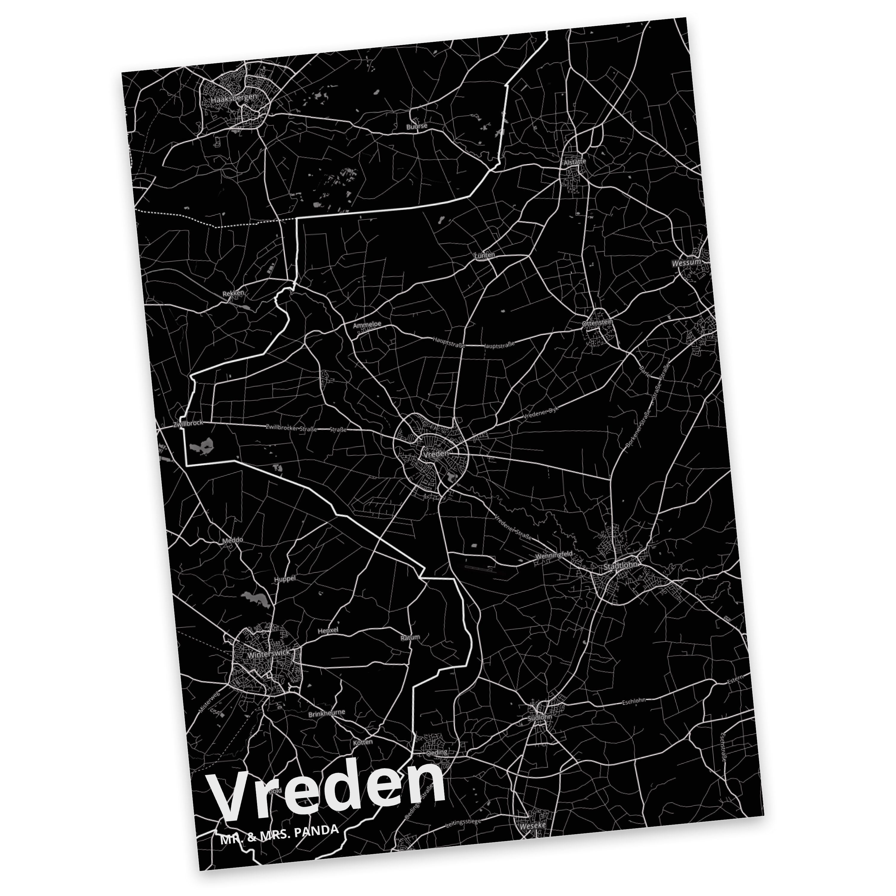 Mr. & Mrs. Panda Postkarte Vreden - Geschenk, Städte, Stadt, Einladung, Stadt Dorf Karte Landkar