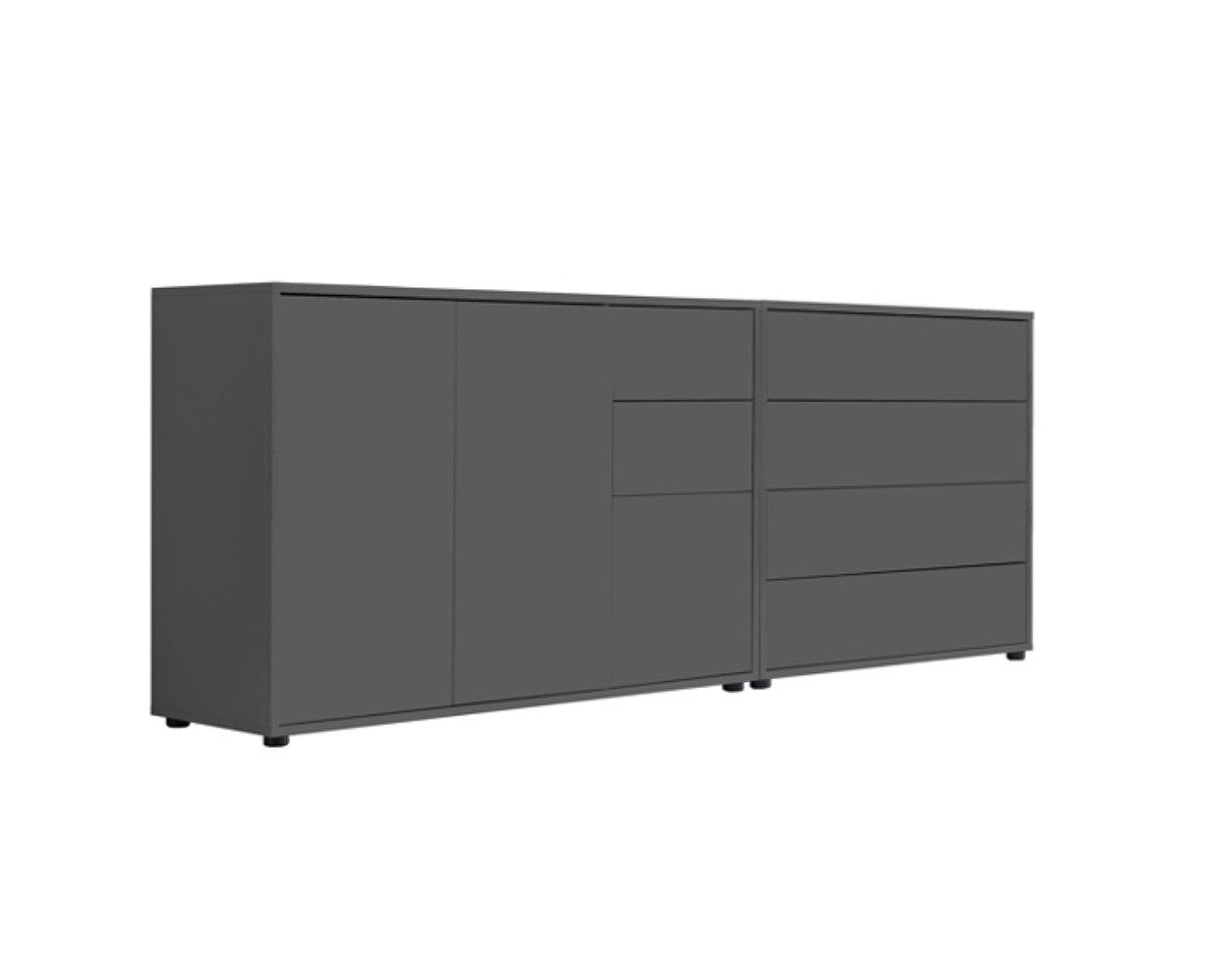BMG Möbel Kommode Sideboard Mailand Set 9 in verschiedenen Ausführungen (2tlg), Korpus in Anthrazit, mit Anti-Fingerprint-Beschichtung
