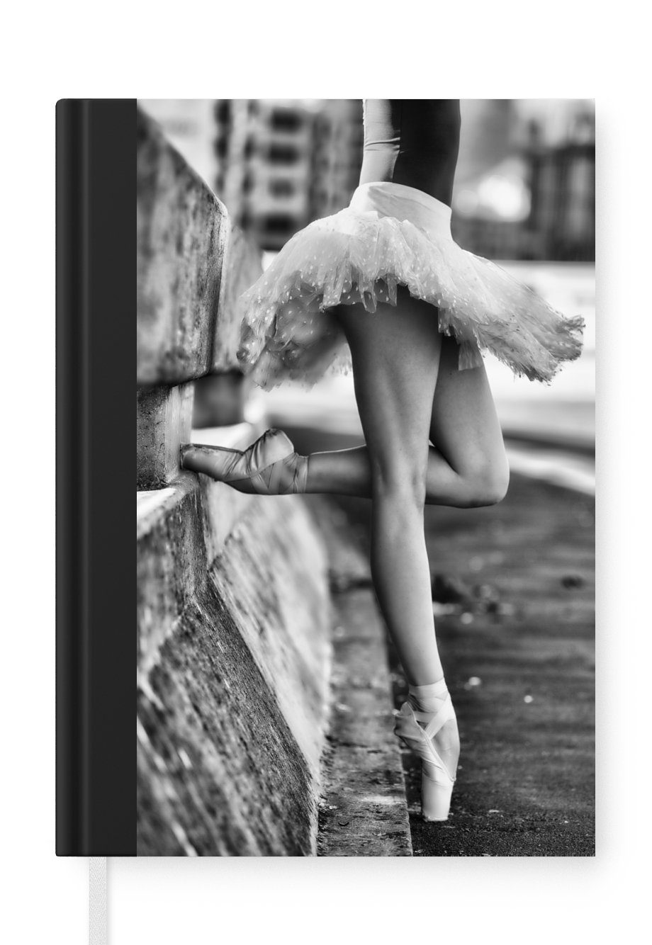 MuchoWow Notizbuch Ballett - Tanz - Ballerina - Schwarz und weiß, Journal, Merkzettel, Tagebuch, Notizheft, A5, 98 Seiten, Haushaltsbuch