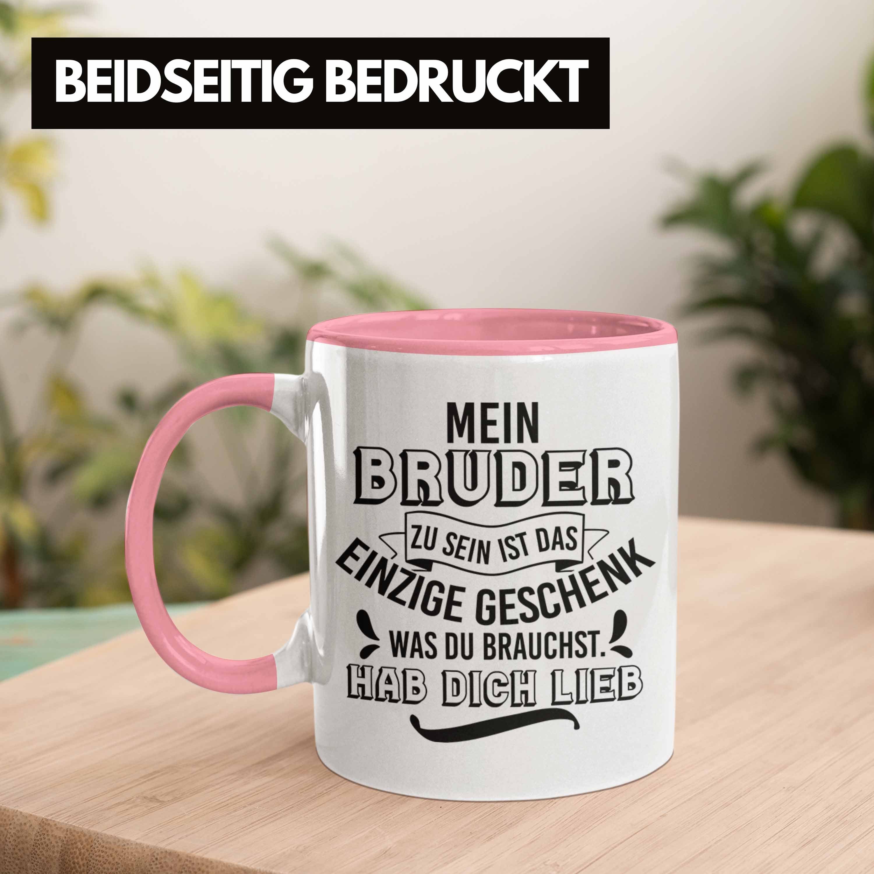 Tasse an Tasse Schwester - Kaffeetasse Geburtstag Geschenkidee Bruder Spruch Trendation Rosa Geschenk Lustiger Trendation