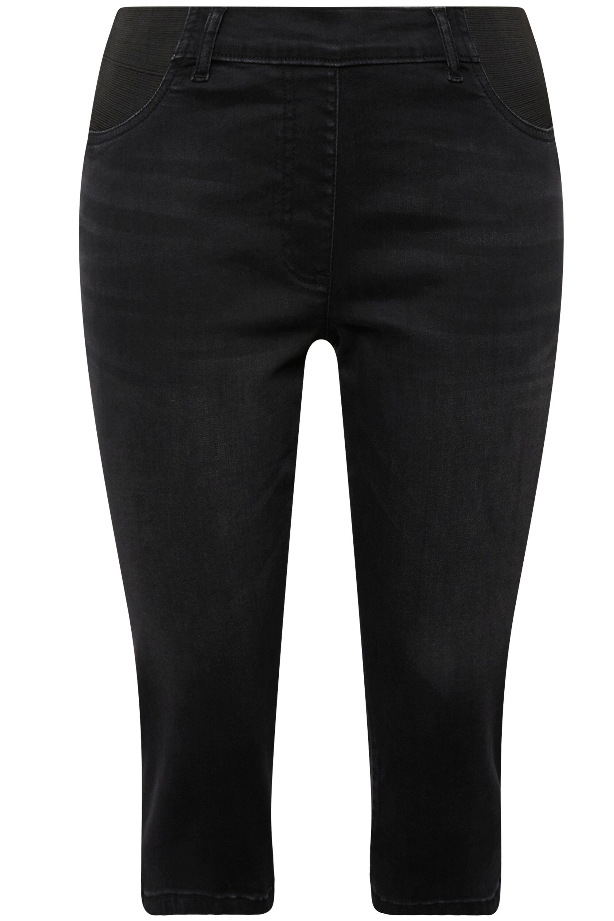 Ulla Popken 5-Pocket-Jeans Capri-Jeans Sienna schmales Bein Elastikbund günstig online kaufen
