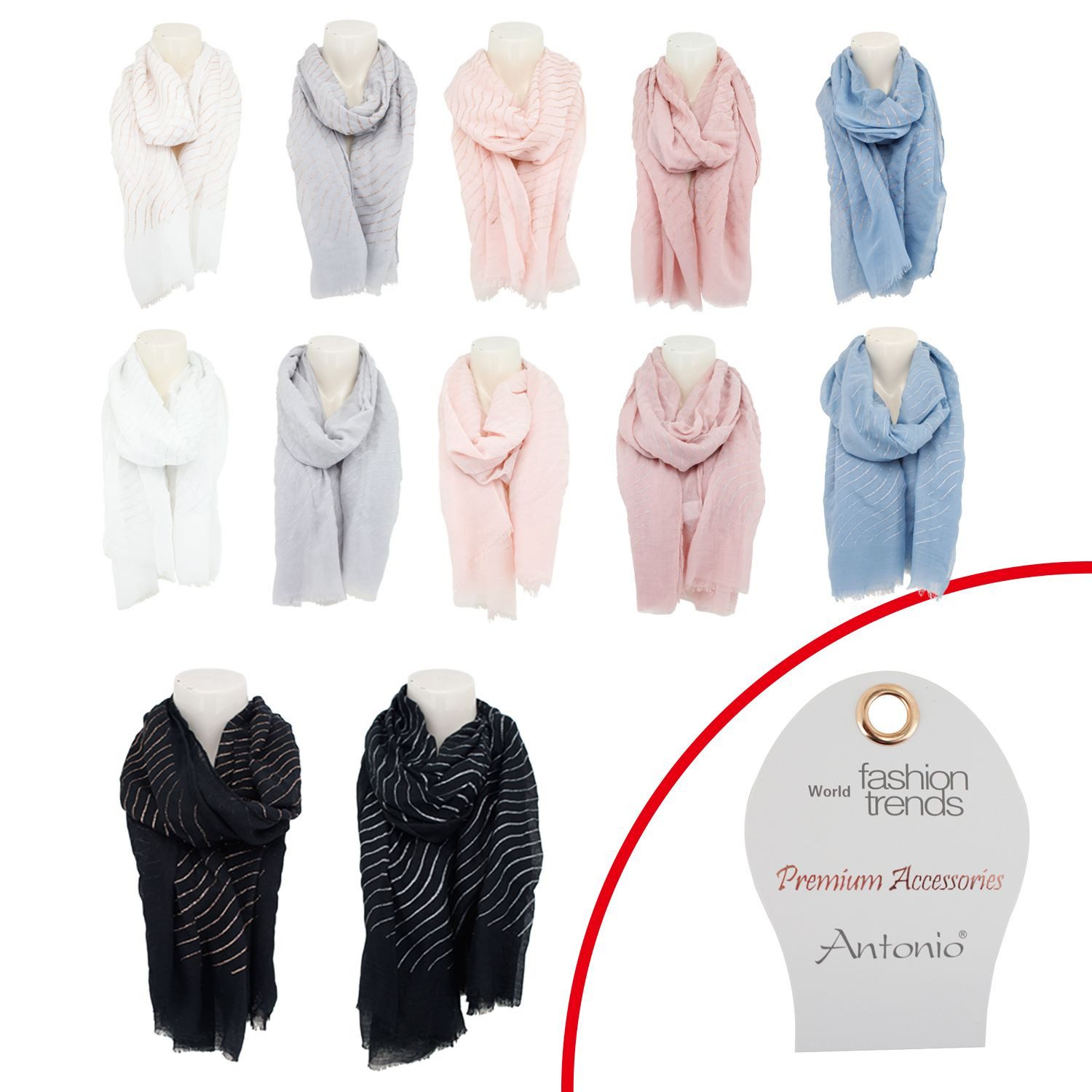 VewoTex Modeschal Damen Sommer Schal Glitzer Linien » leichtes Halstuch 180 günstig online kaufen