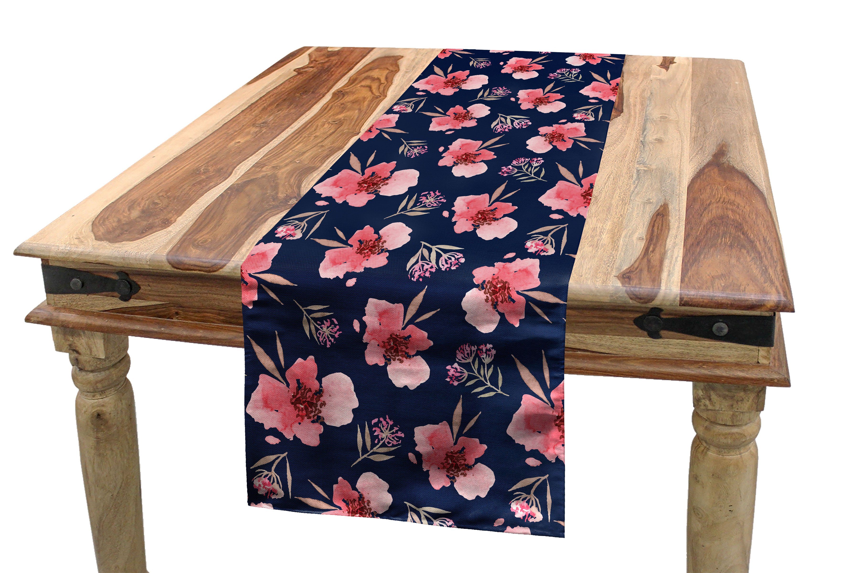 Dekorativer Blumen-Blumenstrauß Blumen Küche Rechteckiger Esszimmer Tischläufer, Tischläufer Pinsel Abakuhaus