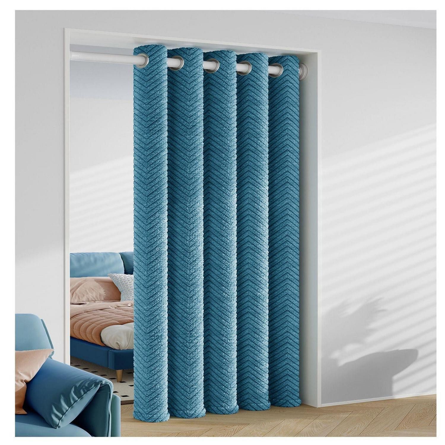 LuxusKollektion Türvorhang Wintervorhang Blau 150x240cm (1 St)