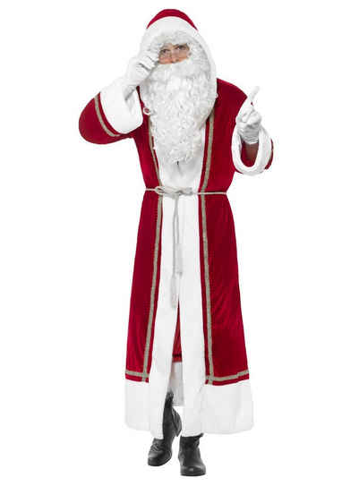 Smiffys Kostüm Umhang Nikolaus rot-gold, Weihnachtsmann Cape mit Goldborte
