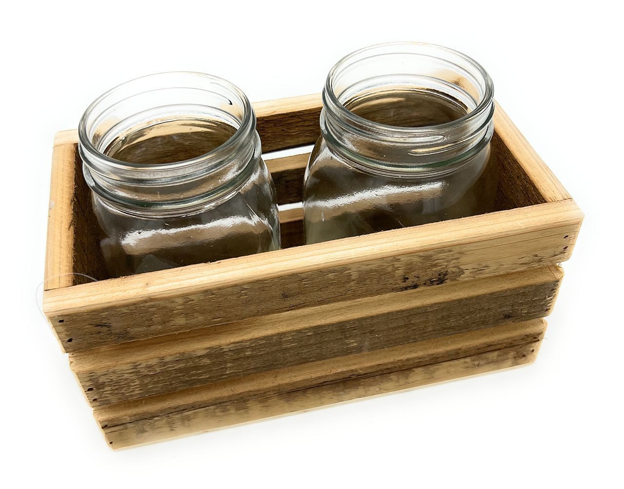 Dragimex Holzkiste Deko-Holzkiste mit 2 Gläsern – Rustikaler Charme für Haus & Garten