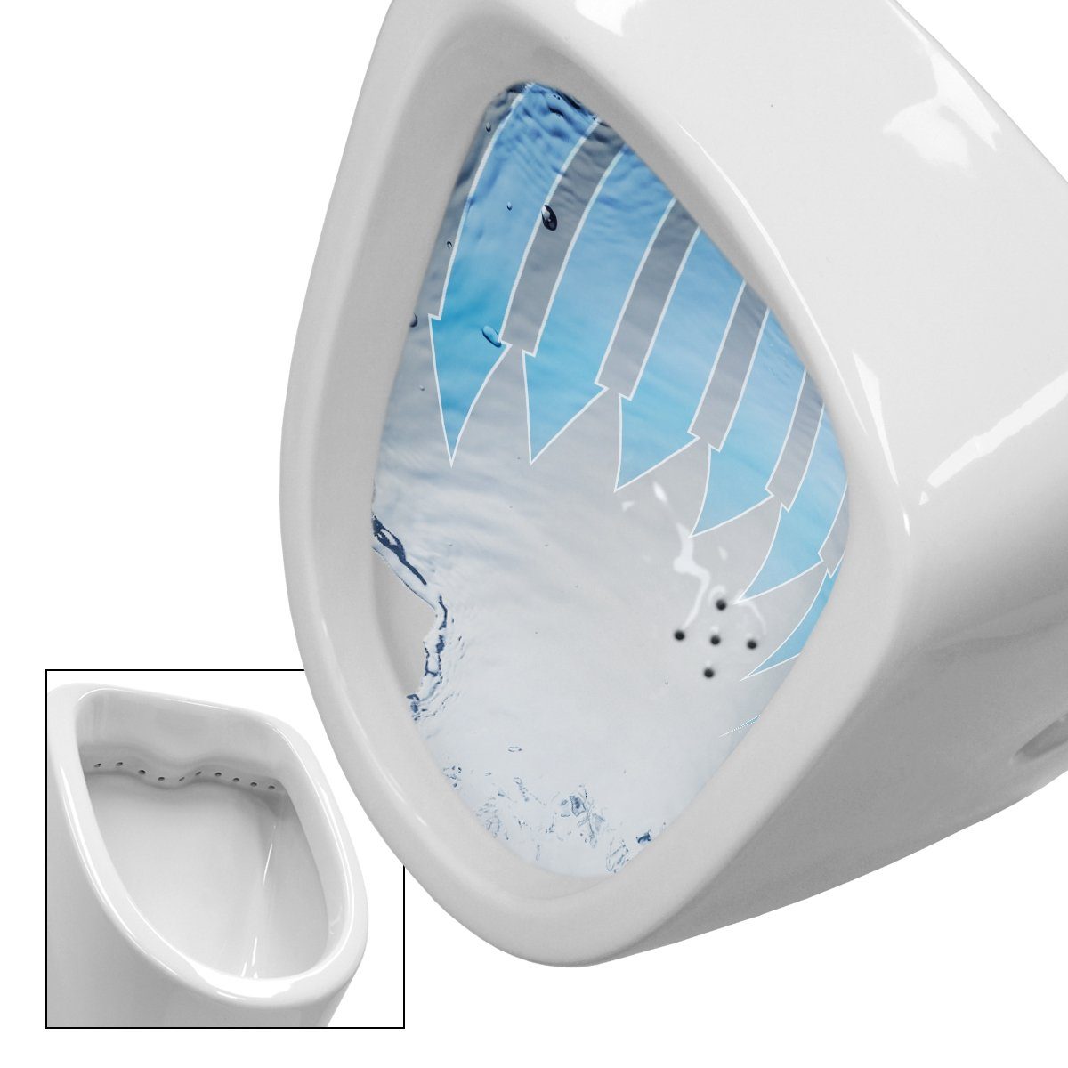 VBChome Urinal Wandmodell – Weiß, Keramik, Zulauf Von Oben, Geschlossener Spülrand – Modern & Hygienisch, Mit Universalabgang
