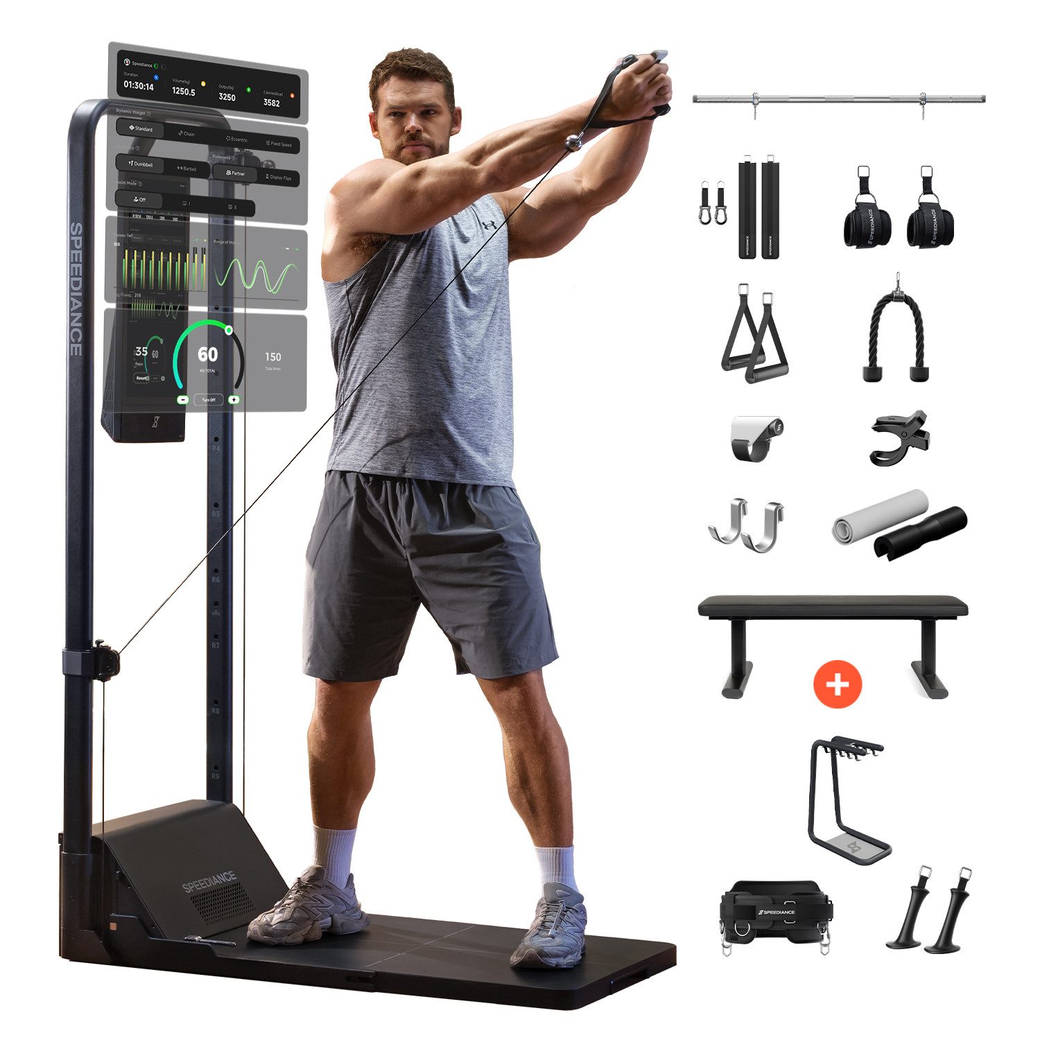 SPEEDIANCE Kraftstation Gym Monster 2, verbessertes KI-gesteuertes All-in-One Home Gym, multifunktionaler Smith-Maschine, Ganzkörper-Krafttrainingsgerät