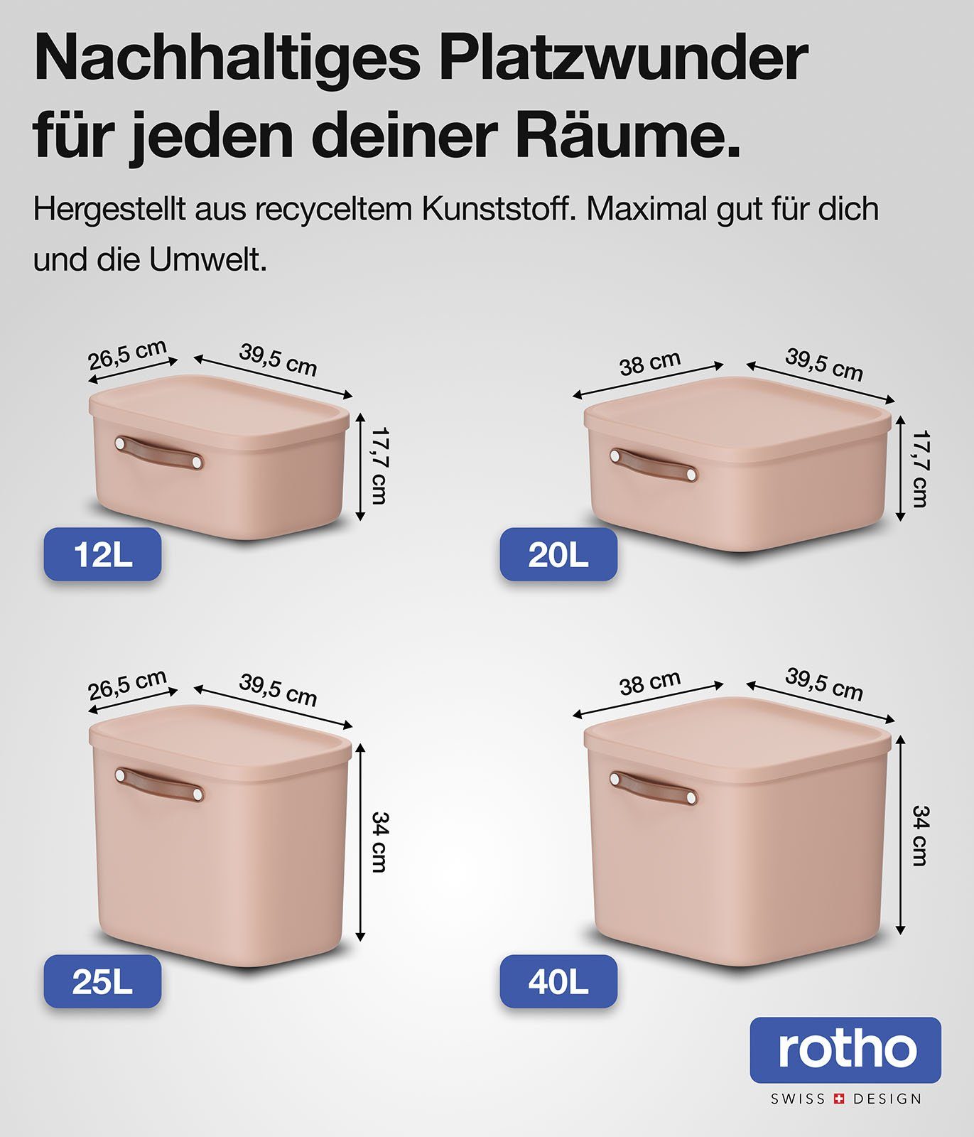 ROTHO Aufbewahrungsbox 4er-Set Kiste mit Deckel günstig online kaufen