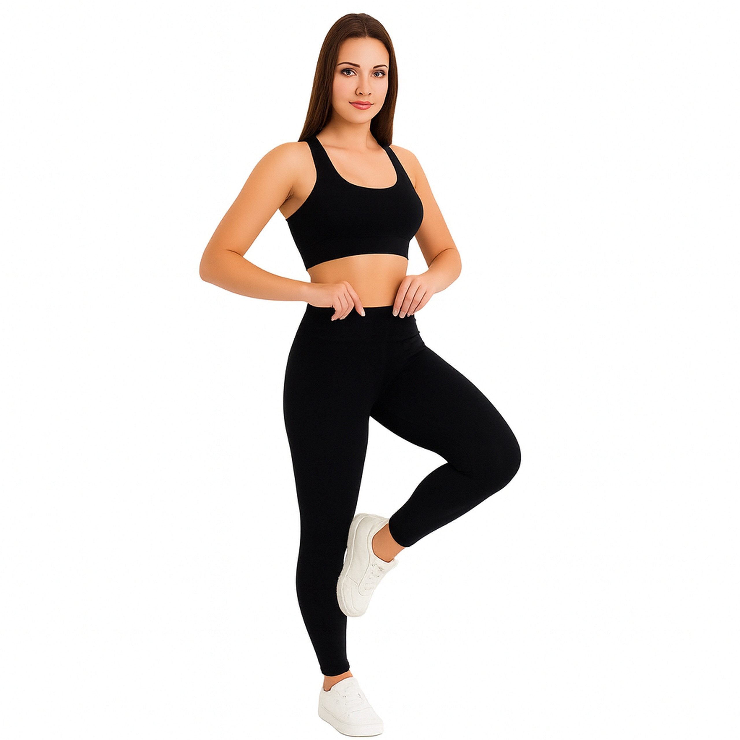 Bruno Barella Sport-Bustier Sport-BH & Leggings „Luna“ von Bruno Barella, Schwarz (Bekleidungsset bestehend aus Sport-BH und Leggings – nachhaltig produziert, wahlweise einzeln oder als komplettes Set erhältlich., Sport-BH & Leggings als Set oder einzeln erhältlich) Эко-товарe Sportmode in Schwarz – bequem & figurbetont