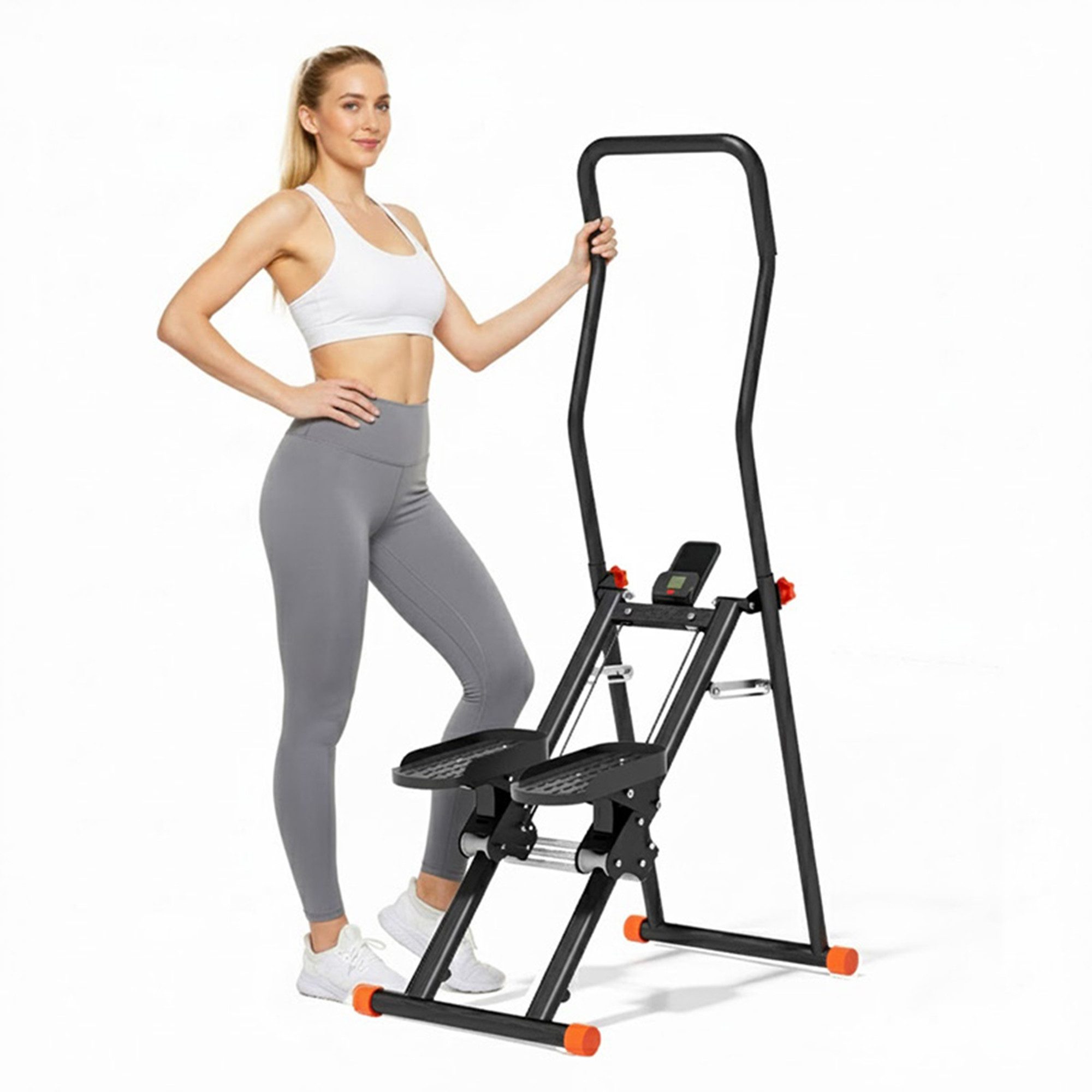 UMAY Stepper Stepper Gewichtskapazität Klettertrainingsgerät Heimfitnessgerät (mit LED-Anzeige Klappbarer Fitness-Trainer Stepper-Maschine für effektives Training 110kg)