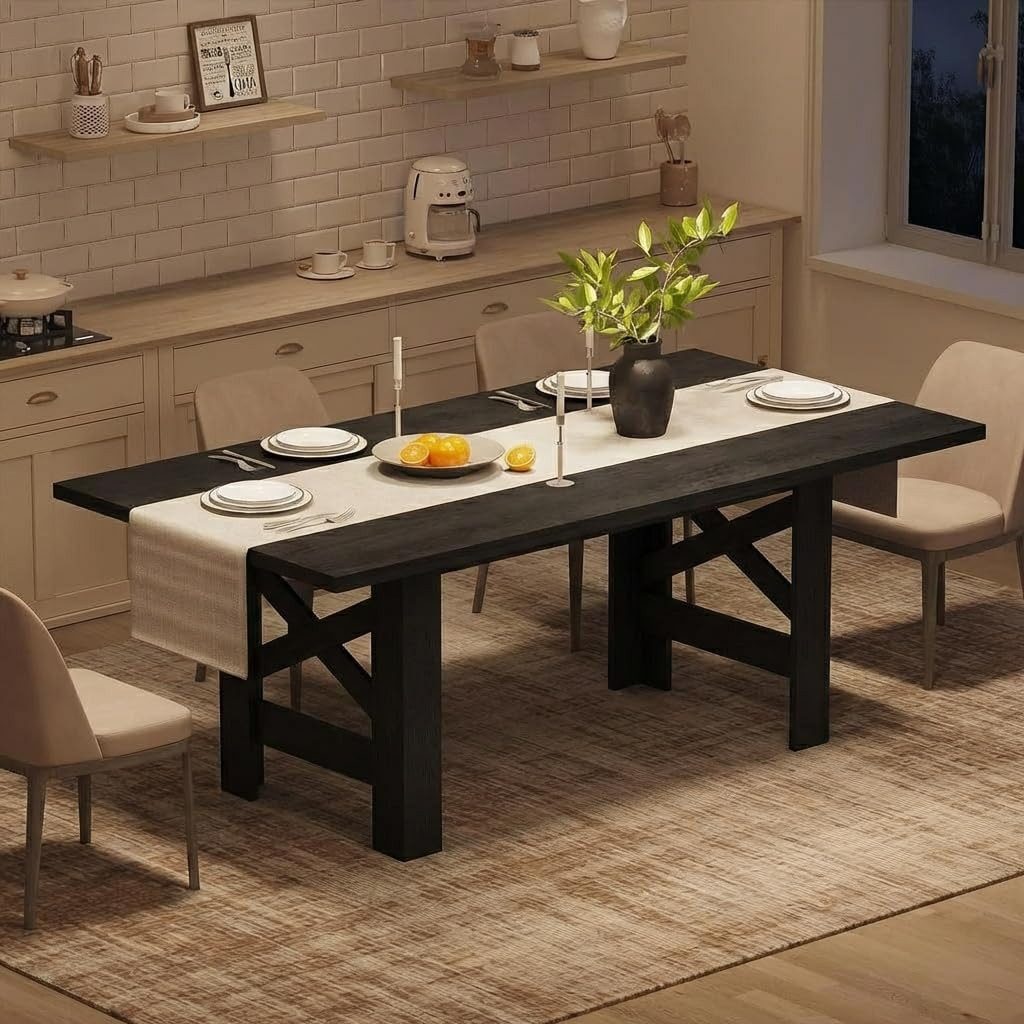 GarveeMore Esstisch 180 cm Küchentisch Wohnzimmertisch im Holztisch Landhausstil (1-St., 1Tisch), Esstisch für 6-8 Personen, Küche & Esszimmer