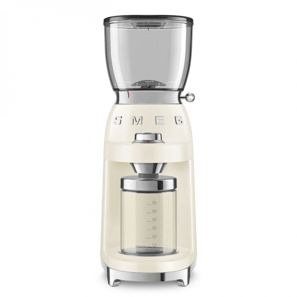 SMEG DOLCE & GABBANA Kaffeemühle Smeg CGF11CREU Kaffeemühle creme - hochwertige Mühle., Kegel-Mahlwerk, Kegel-Mahlwerk für gleichmäßiges Mahlen