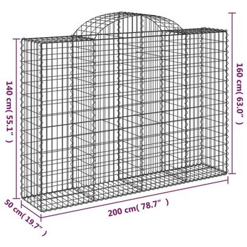 vidaXL Blumentopf Gabione mit Hochbogen 200x50x140/160 cm Verzinktes Eisen (1 St)