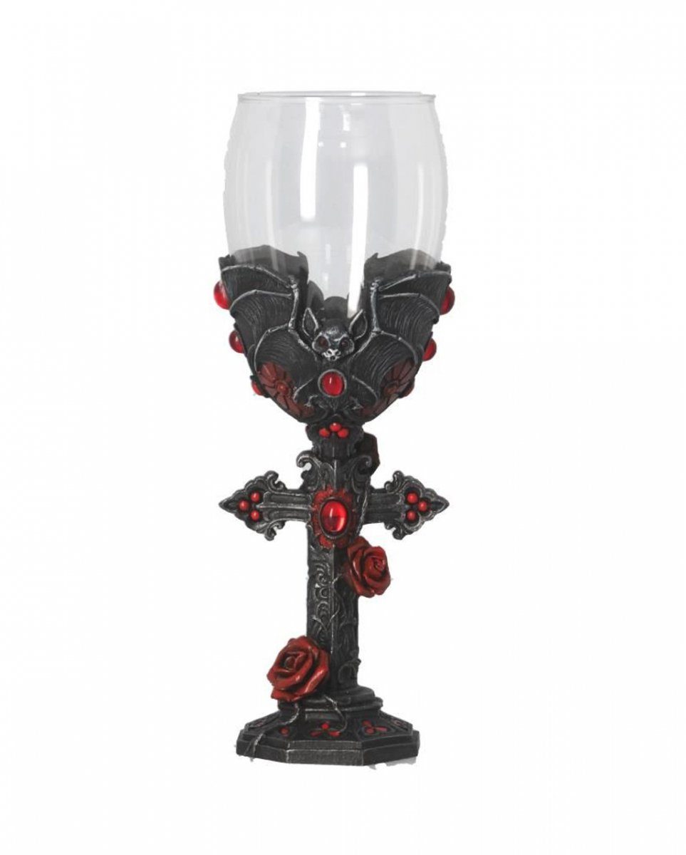 Dekofigur Carpe Noctem Kelch mit Vampir Fledermaus
