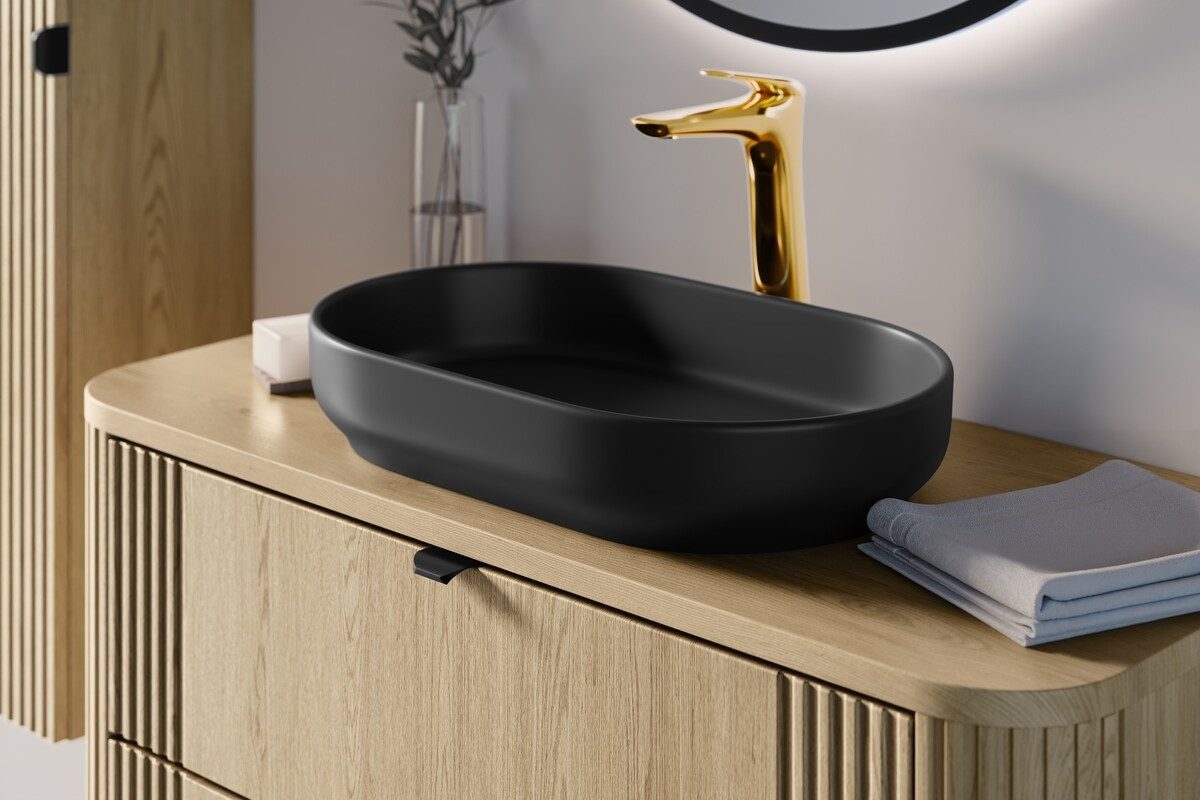 ROYAL24_MARKT Aufsatzwaschbecken - RIVER 2 BM288 - Waschbecken 55 cm Erhältlich in Mehreren Farben (Aufsatzwaschbecken, 1-St., Premium - RIVER), Premium – Elegant – Präzise.