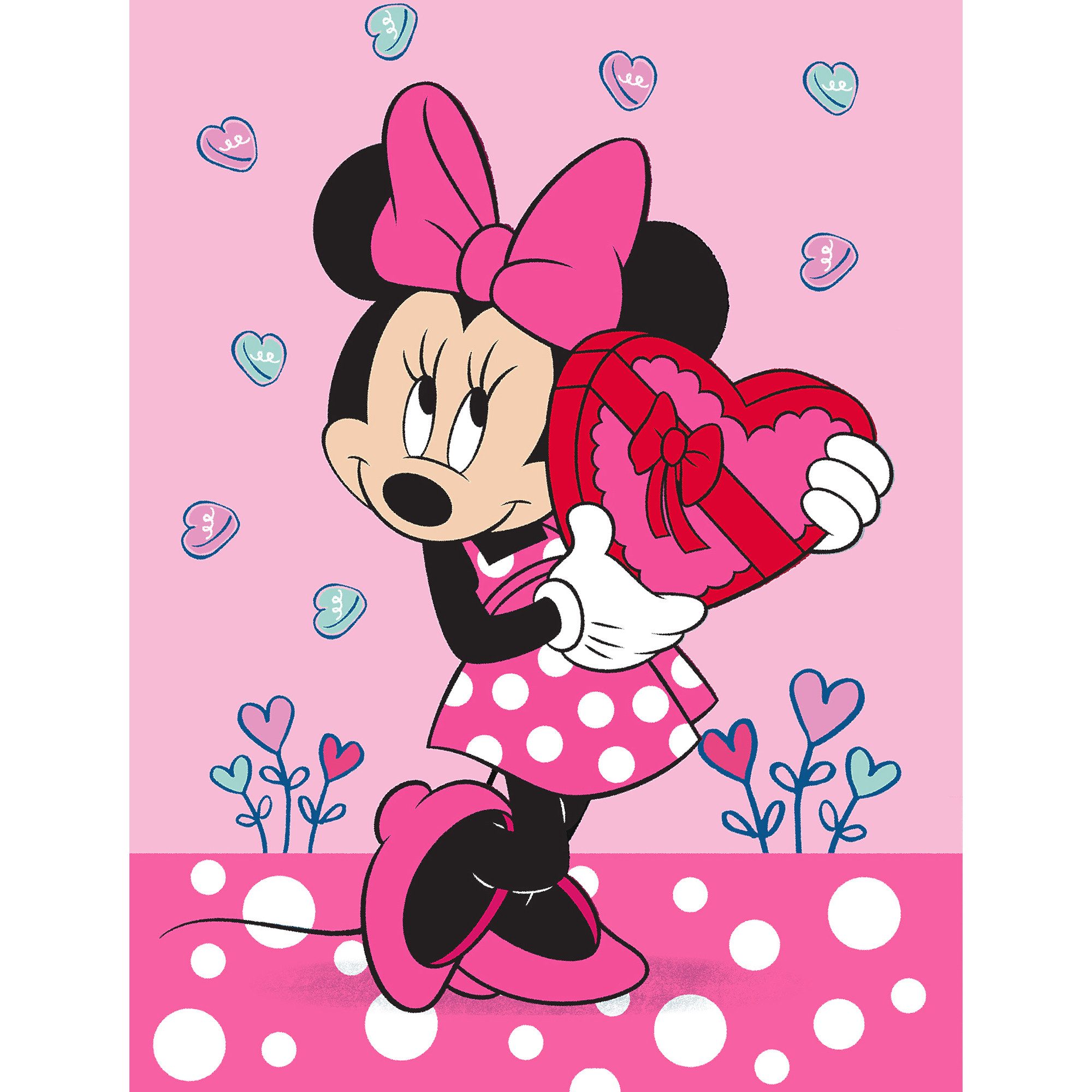 Kinderteppich Minnie Mouse Herz Spiel-Teppich 100x133, BERONAGE, rechteckig, Höhe: 10 mm, rutschfest