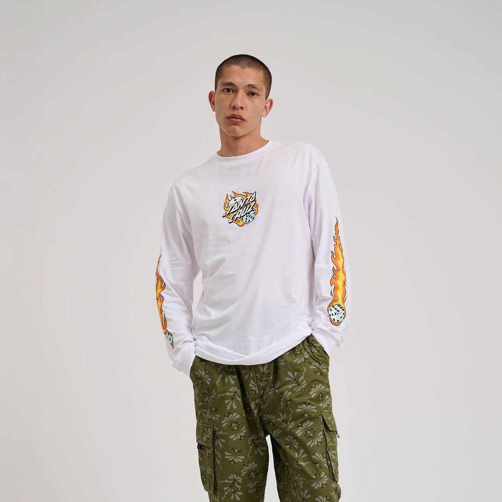 Santa Cruz Longsleeve Flaming Dice Dot Front