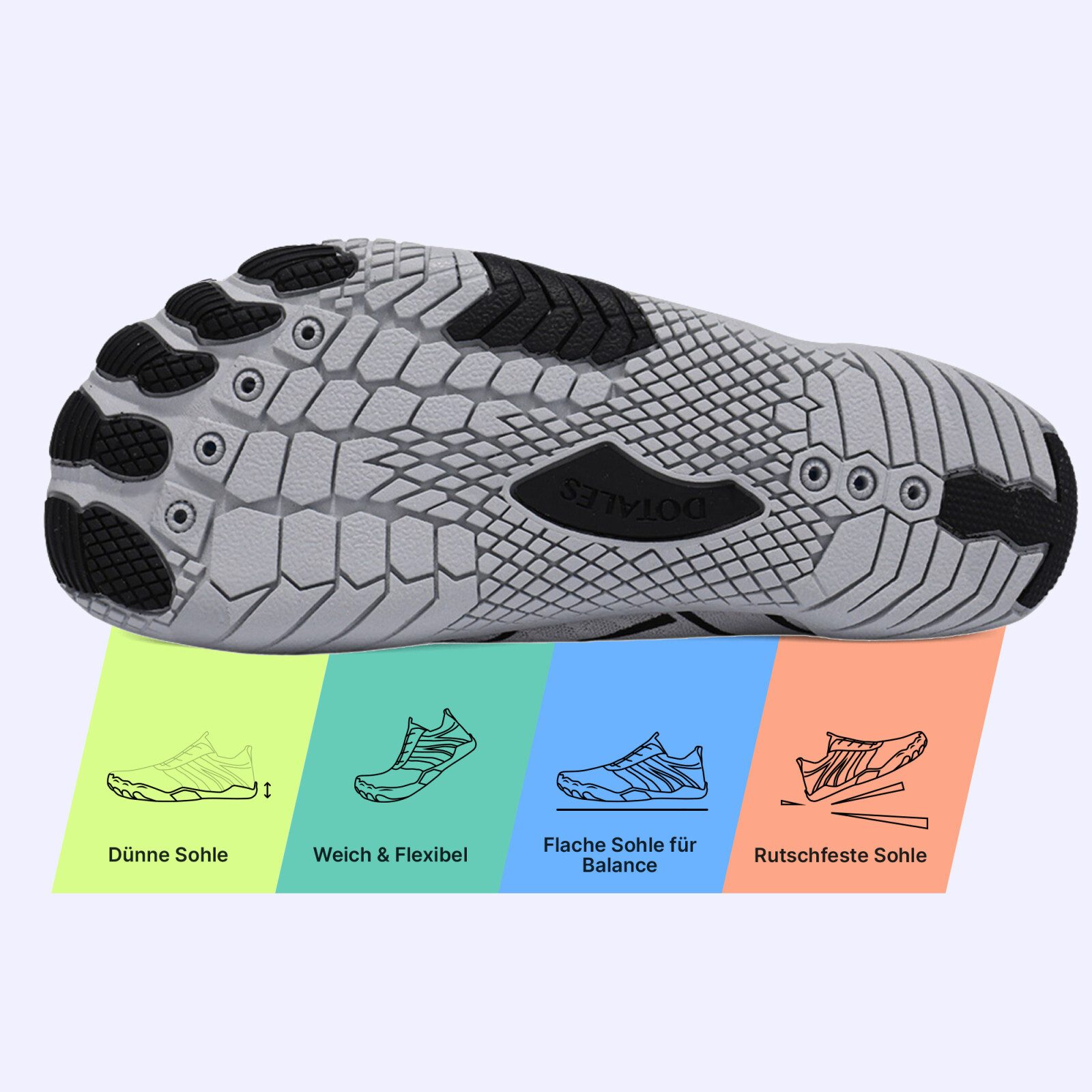 DOTALES Flowstep Barfußschuhe Damen & Herren, Flowstep Barfußschuhe Barfußschuh Das Original-Barfuß Sneaker, Minimalschuhe, Schnellverschluss