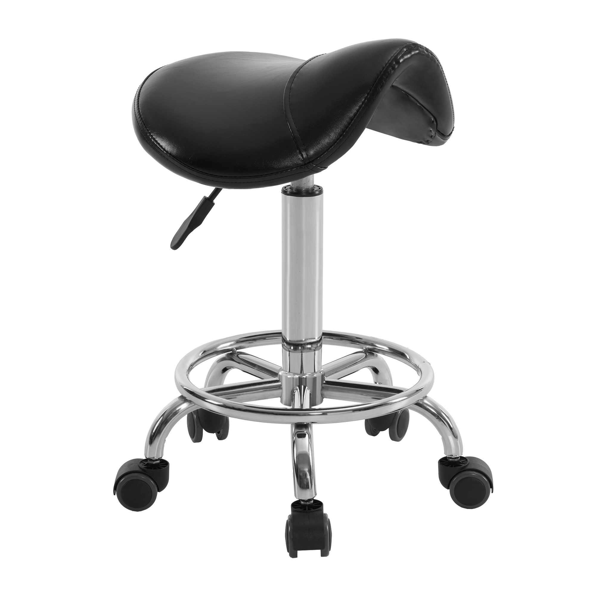 Barberpub Drehhocker Barberpub Rollhocker Sattelhocker Höhenverstellbar H110, 360° drehbar, Bürohocker mit Rollen