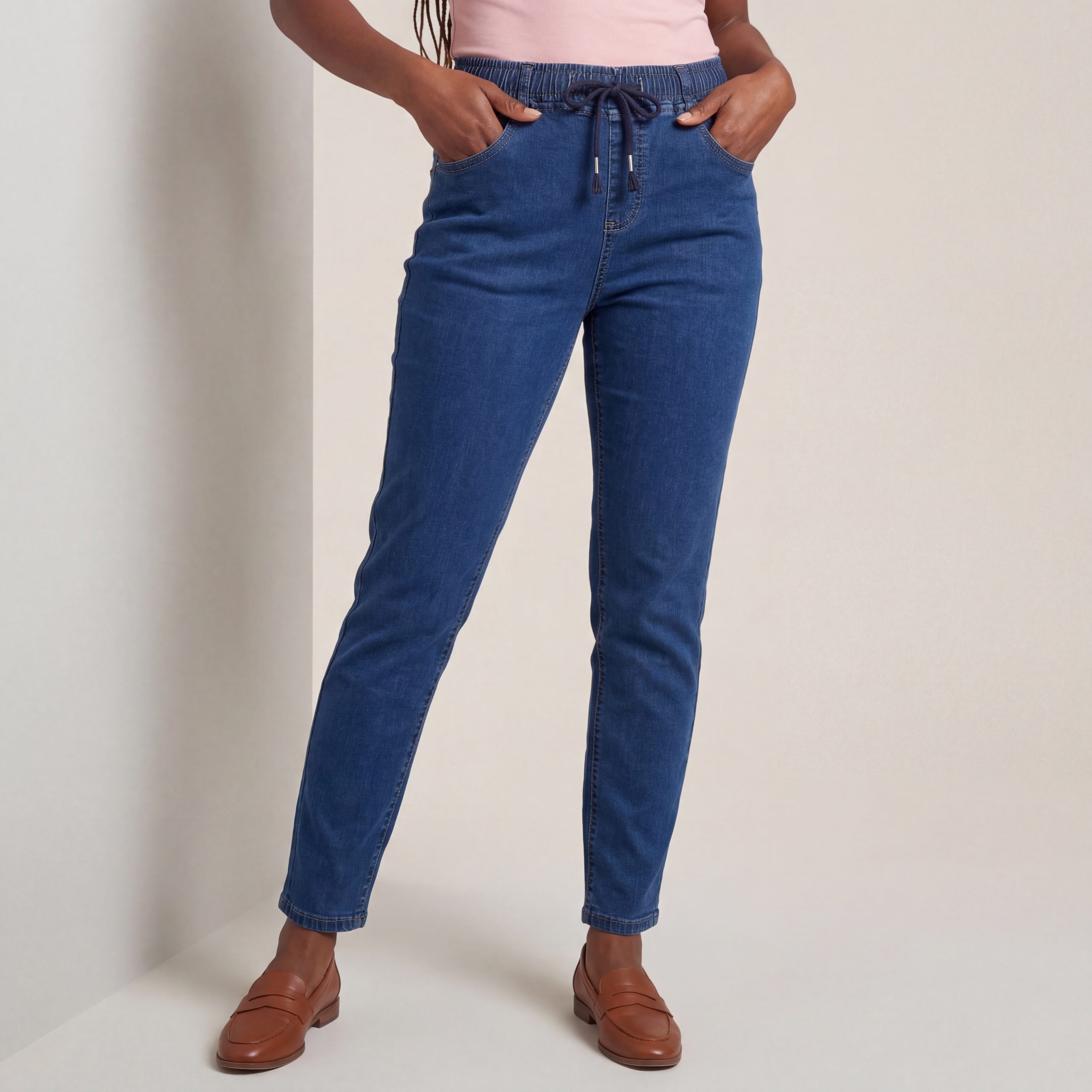 Cherry Berry Stretch-Hose Damen Freizeit Jeans Bequeme Schlupfjeans Karotten Schnitt erhältlich in 36 bis 46, Kurzgröße (maximale Körpergröße bis 1,68m)