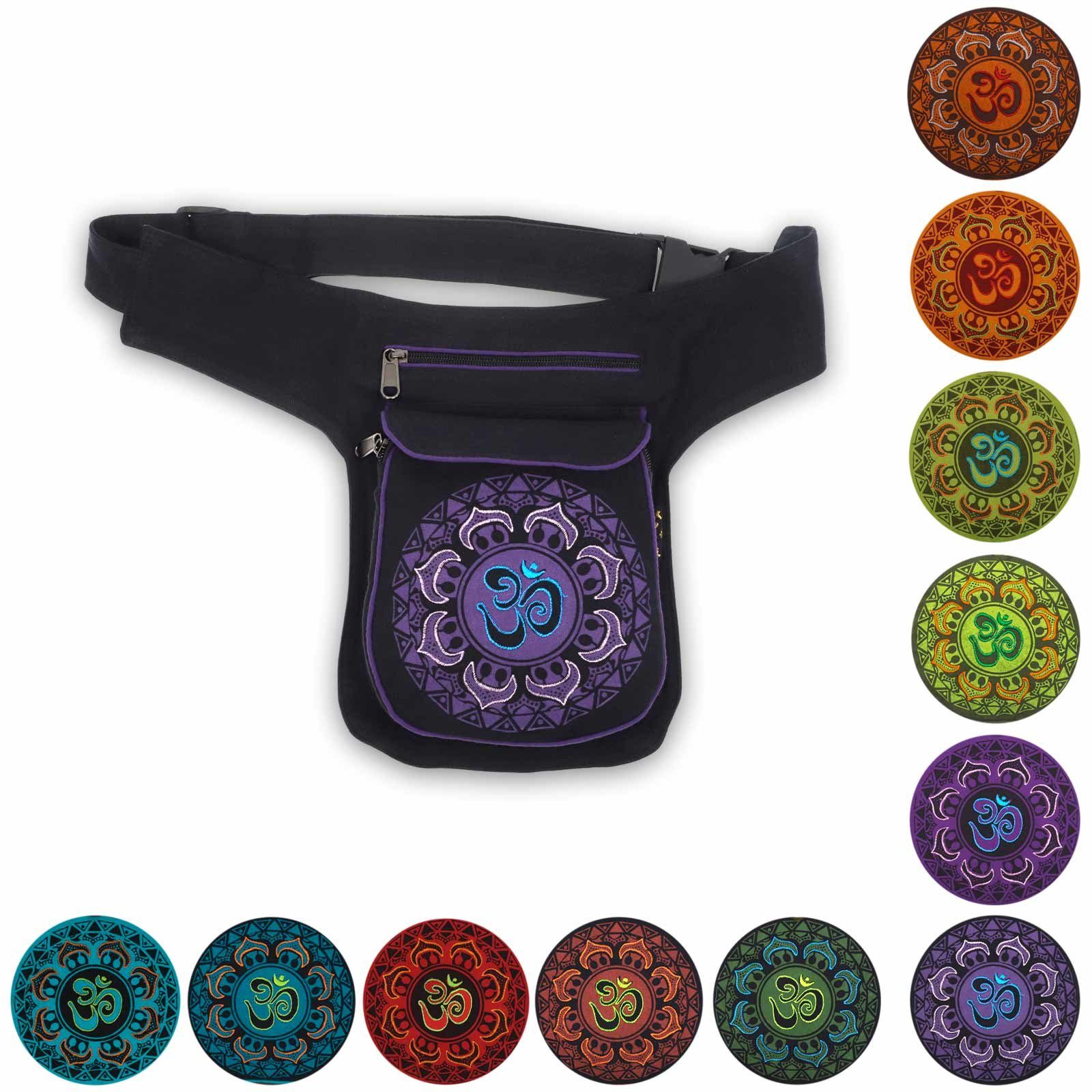 KUNST UND MAGIE Bauchtasche OM Mandala Bauchtasche Hüfttasche Mandala Gürteltasche Sidebag Black Purple