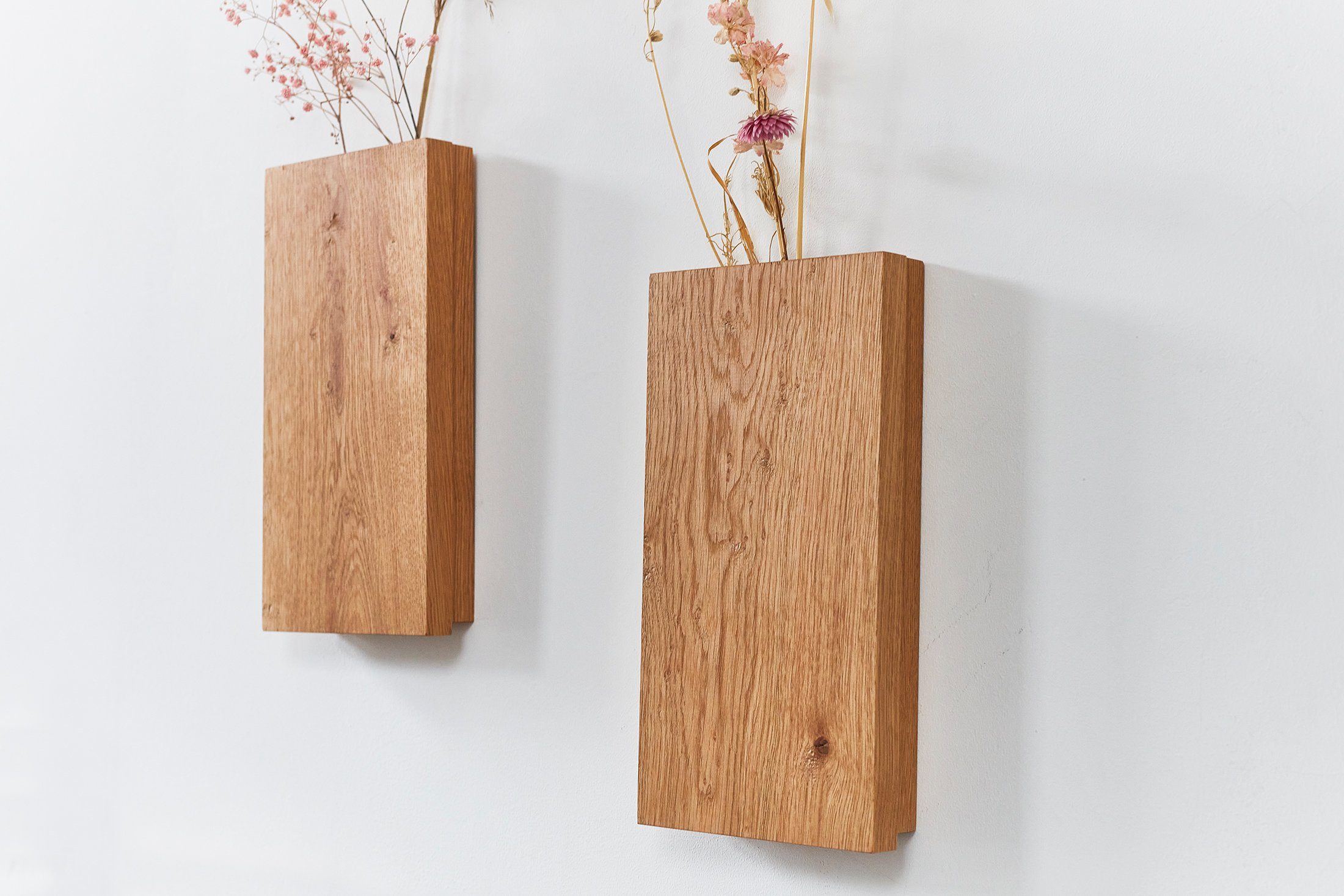 Living Oak Wanddekoobjekt Wandvase Eiche Holz (3 St)