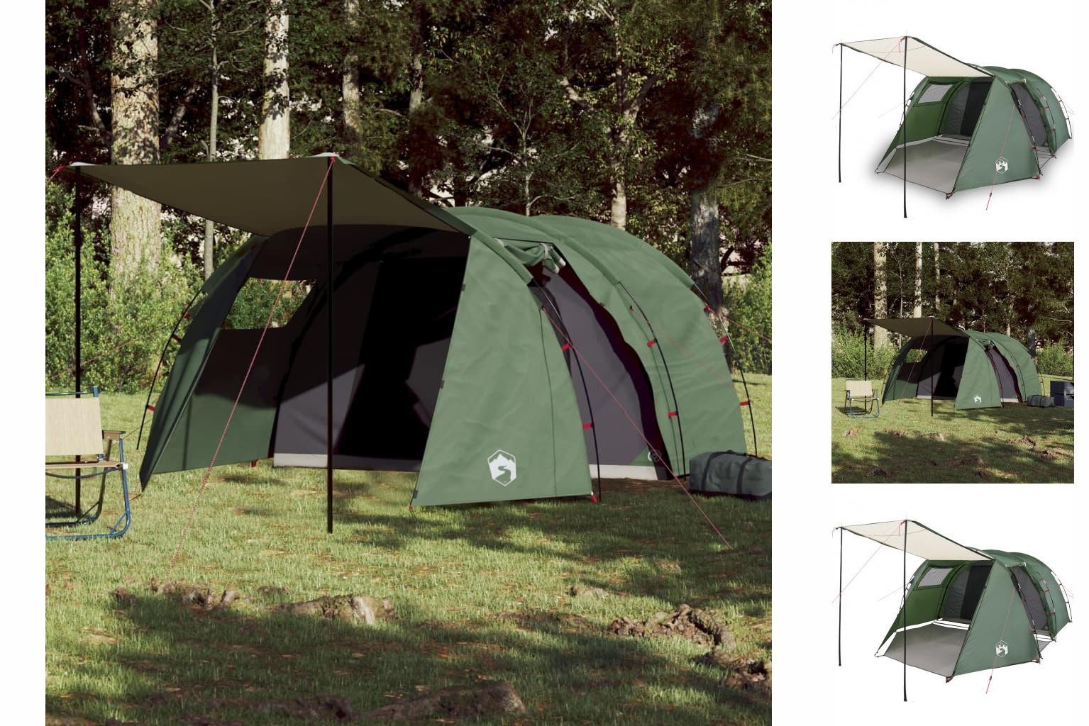 vidaXL Kuppelzelt Zelt Campingzelt Familienzelt Freizeitzelt 4 Personen Grün 420x260x153