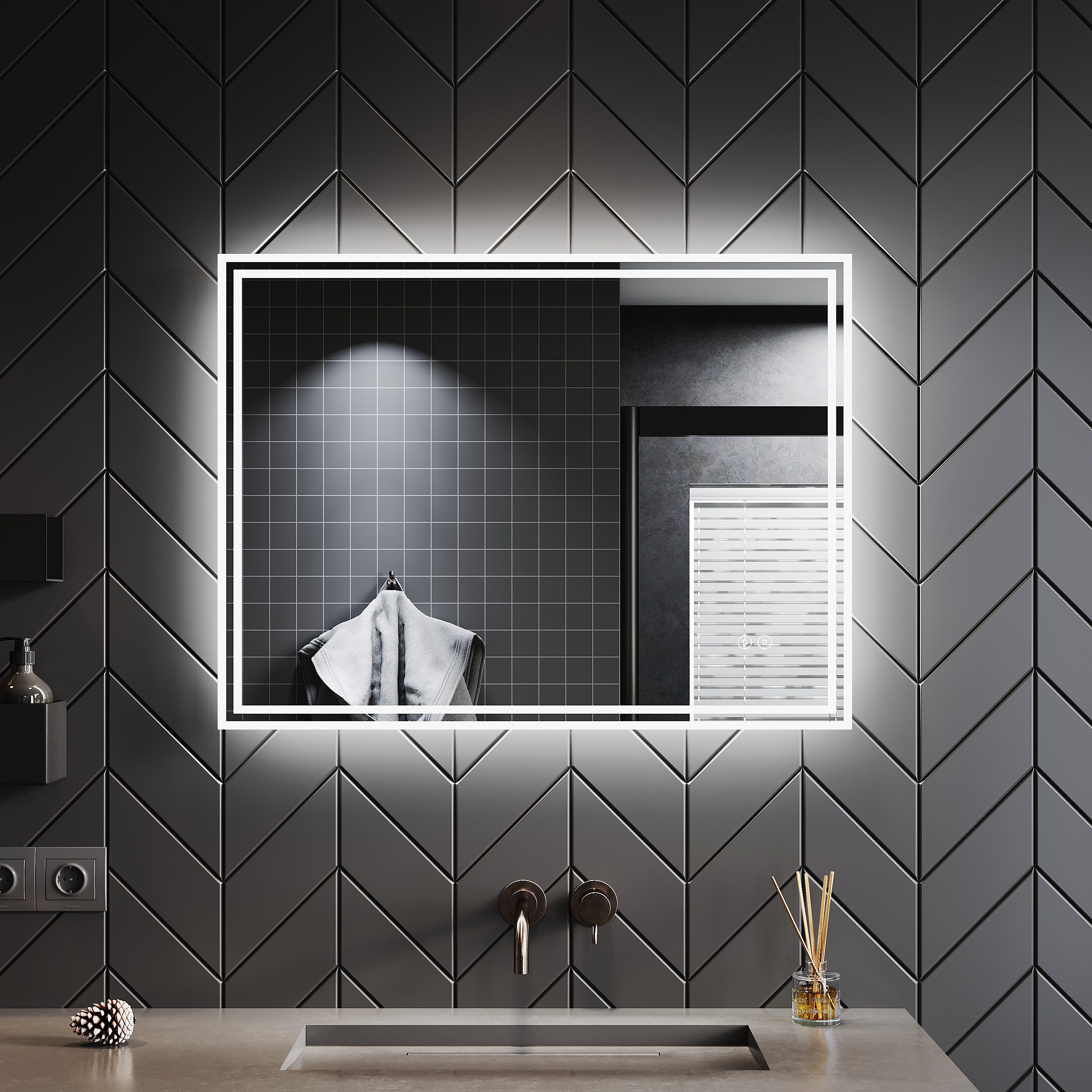 SONNI Badspiegel Badezimmerspiegel mit LED-Beleuchtung Wandspiegel,Touch günstig online kaufen