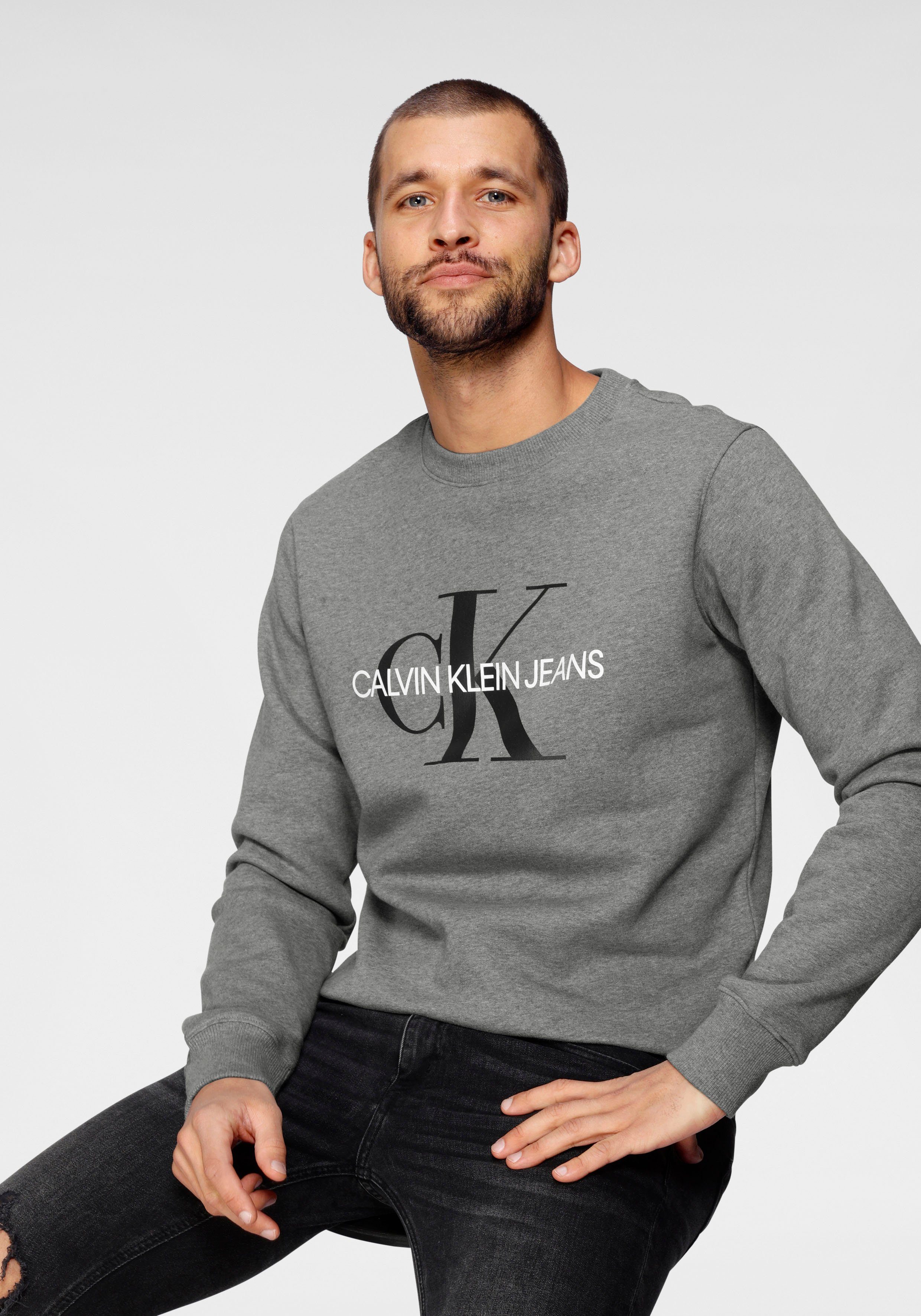 Calvin Klein Jeans Sweatshirt ICONIC MONOGRAM CREWNECK Mid Grey Heather