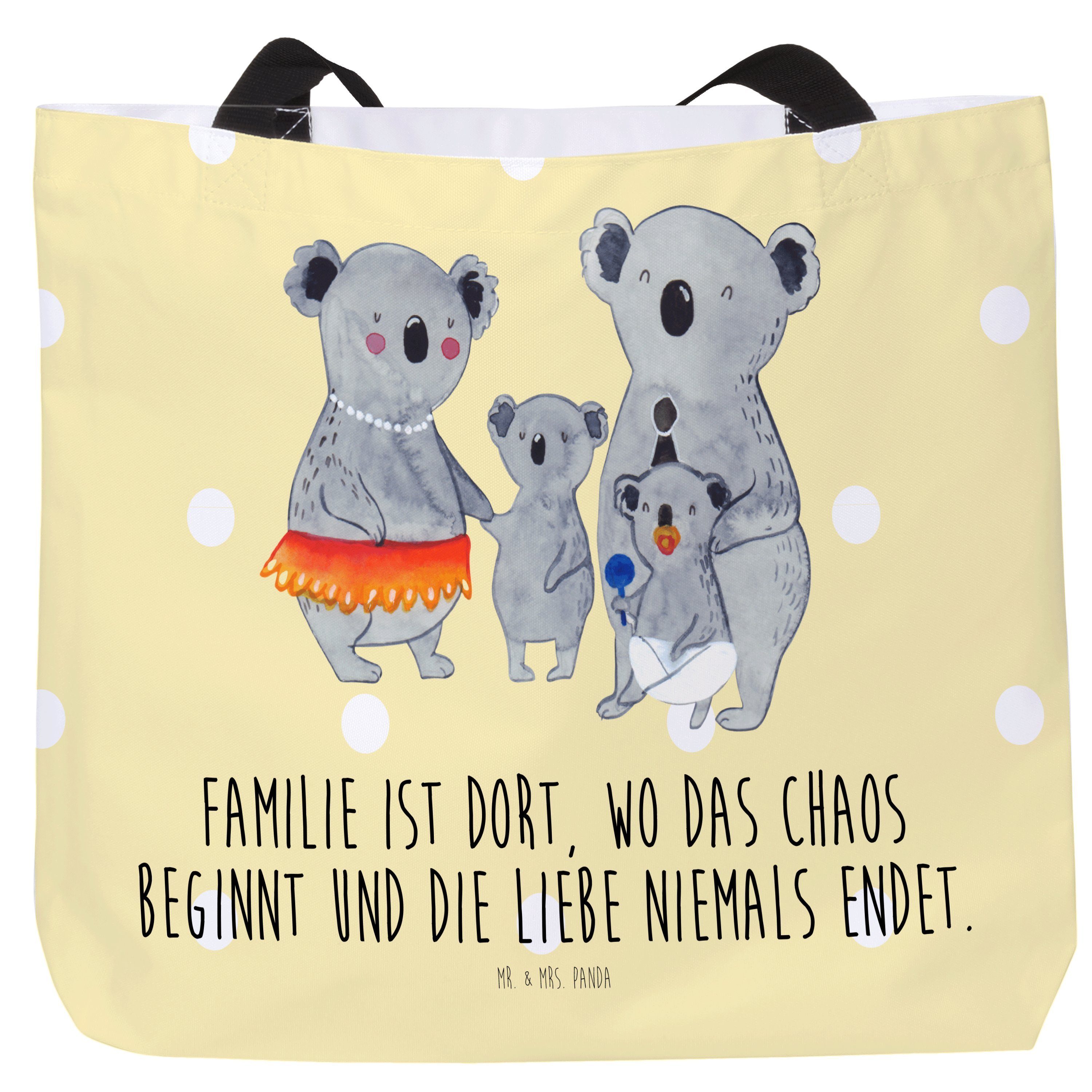 Mr. & Mrs. Panda Shopper Koala Familie - Gelb Pastell - Geschenk, Beutel, Koalas, Tasche, Eink (1-tlg)