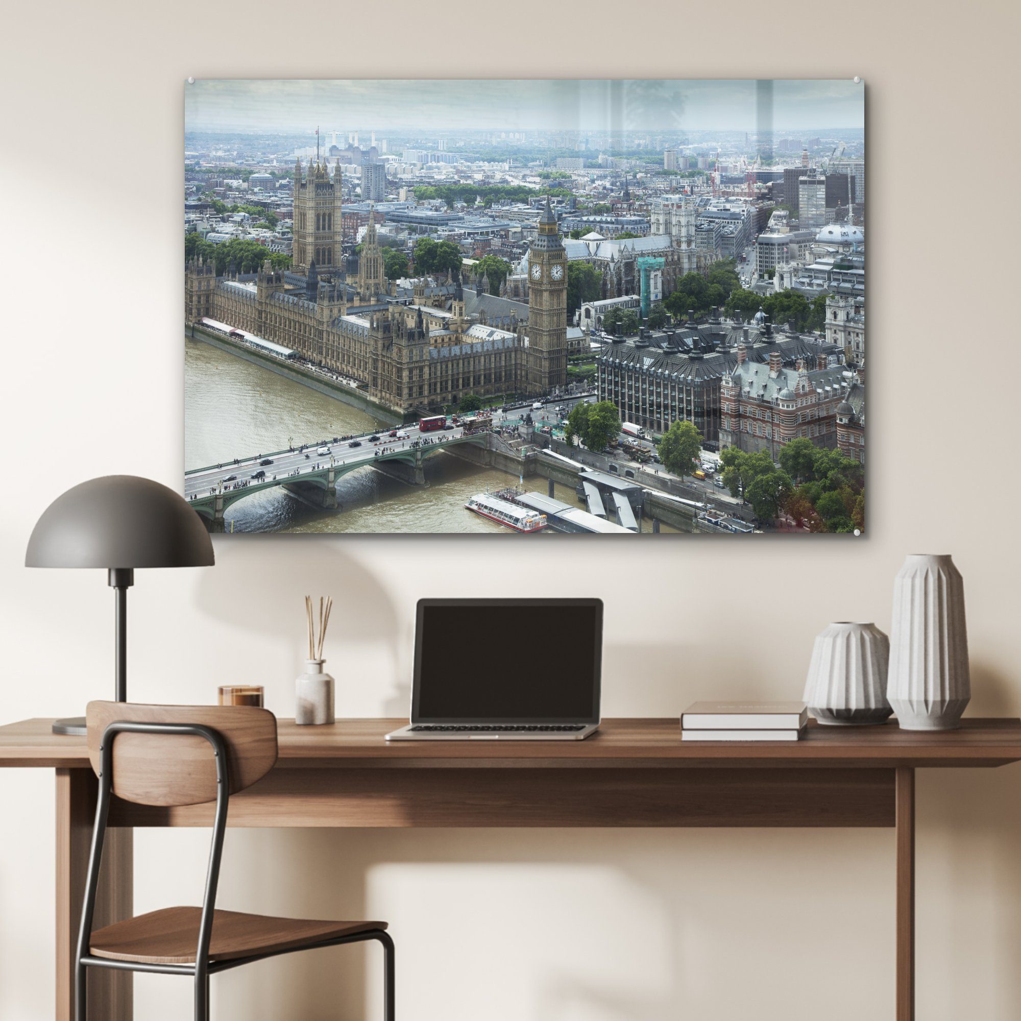 MuchoWow & Schlafzimmer Acrylglasbild Ben, Acrylglasbilder und Luftaufnahme Big London (1 St), Wohnzimmer von
