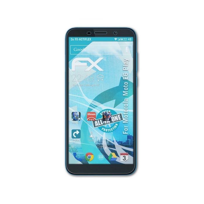 atFoliX Schutzfolie Displayschutzfolie für Motorola Moto E6 Play (3 Folien) Ultraklar und flexibel
