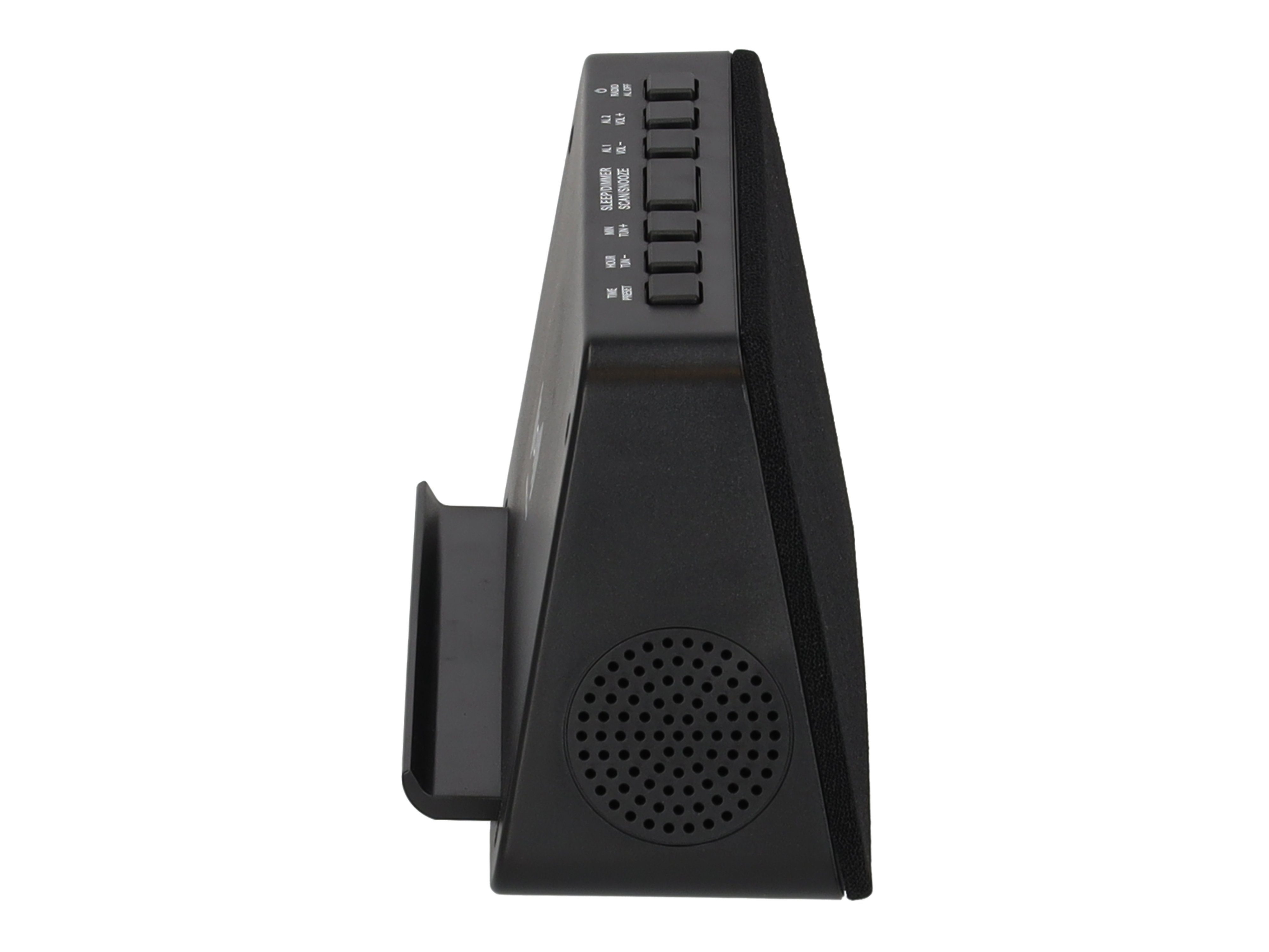 schwarz dimmbares AIC Dual WM3020i Qi Display Radiowecker Induktives Alarm, Laden,