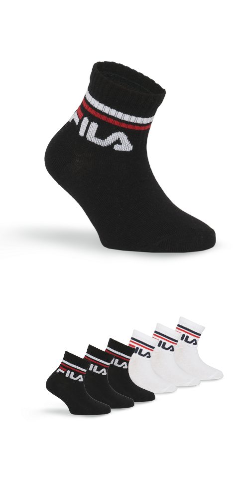 Fila Kurzsocken JUNIOR UNISEX QUARTER PLAIN SOCKS (6-Paar) mit eingestricktem Logo im Bündchen, Kindersocken