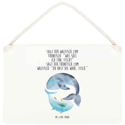 Mr. & Mrs. Panda Hinweisschild Walfisch & Thunfisch - Transparent - Geschenk, Schild, süße Tiermotiv, (1 St)