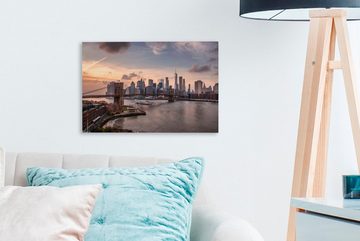 OneMillionCanvasses® Leinwandbild New Yorker Skyline in Manhattan, (1 St), Wandbild Leinwandbilder, Aufhängefertig, Wanddeko, 30x20 cm