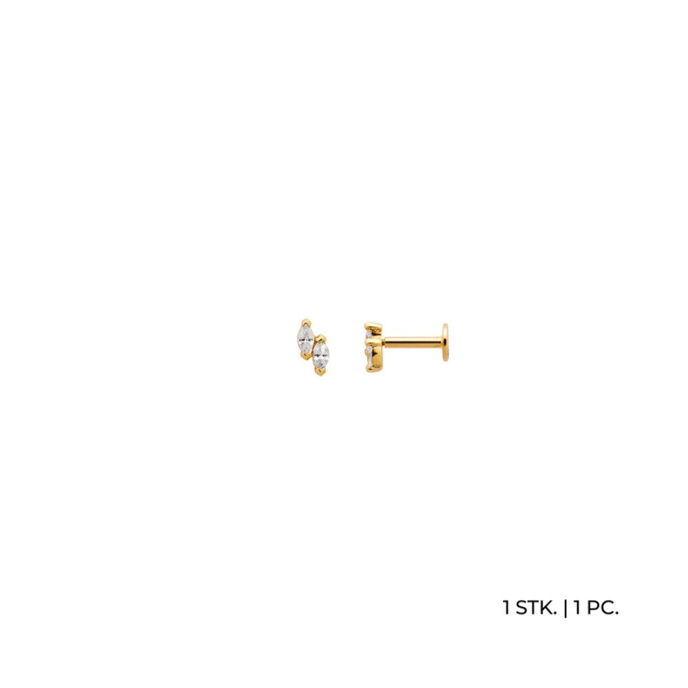 XENOX Single-Ohrstecker XG14K8007G, zwei versetzte Zirkoniasteine