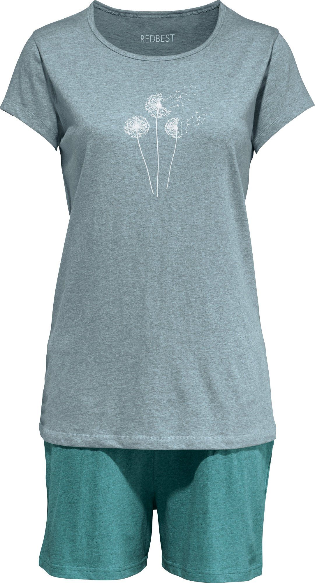 REDBEST Pyjama Damen-Shorty Single-Jersey Blumen günstig online kaufen