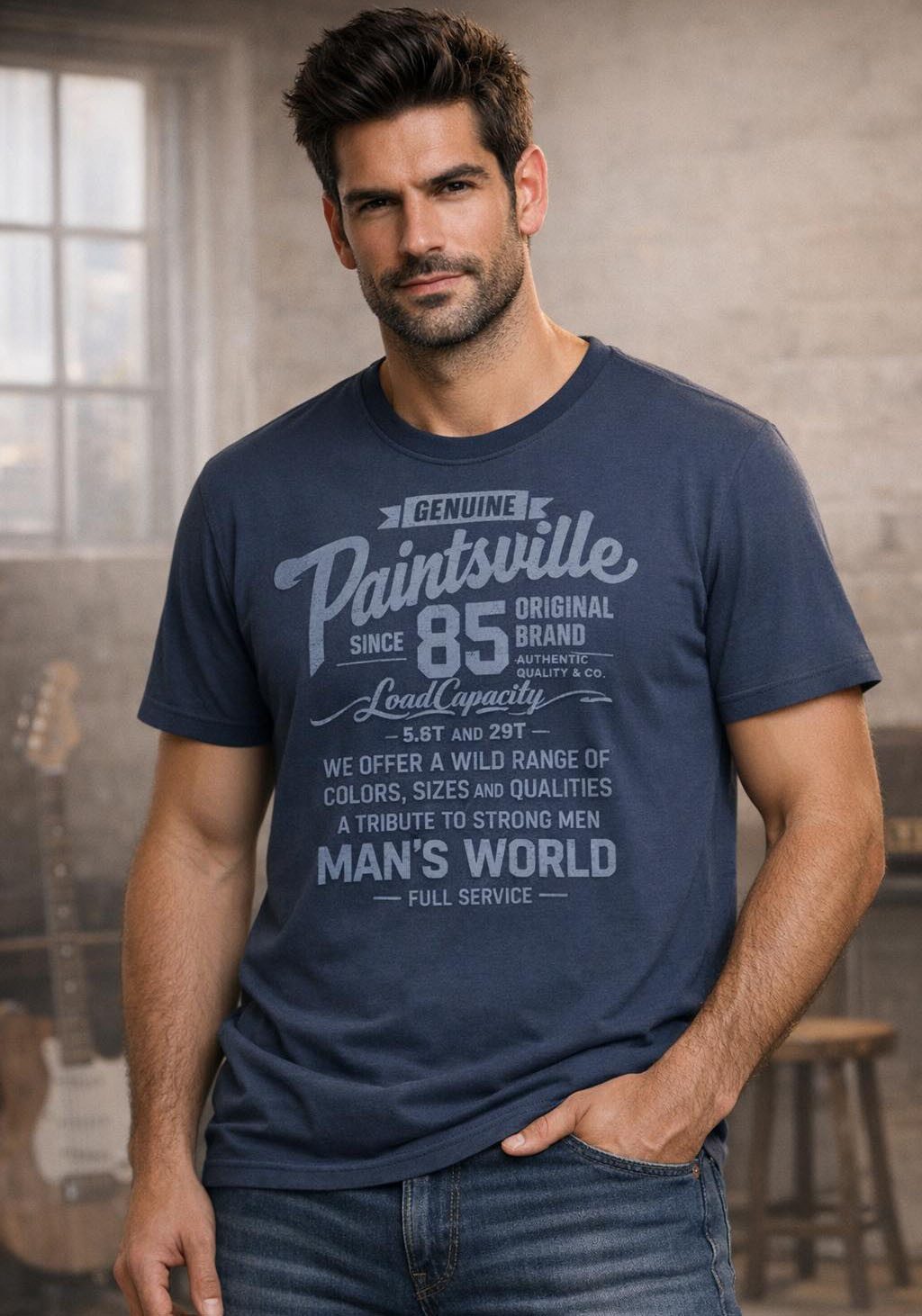 Man's World T-Shirt Kurzarm, mit stylischem Print, Rundhalsausschnitt, aus Baumwolle