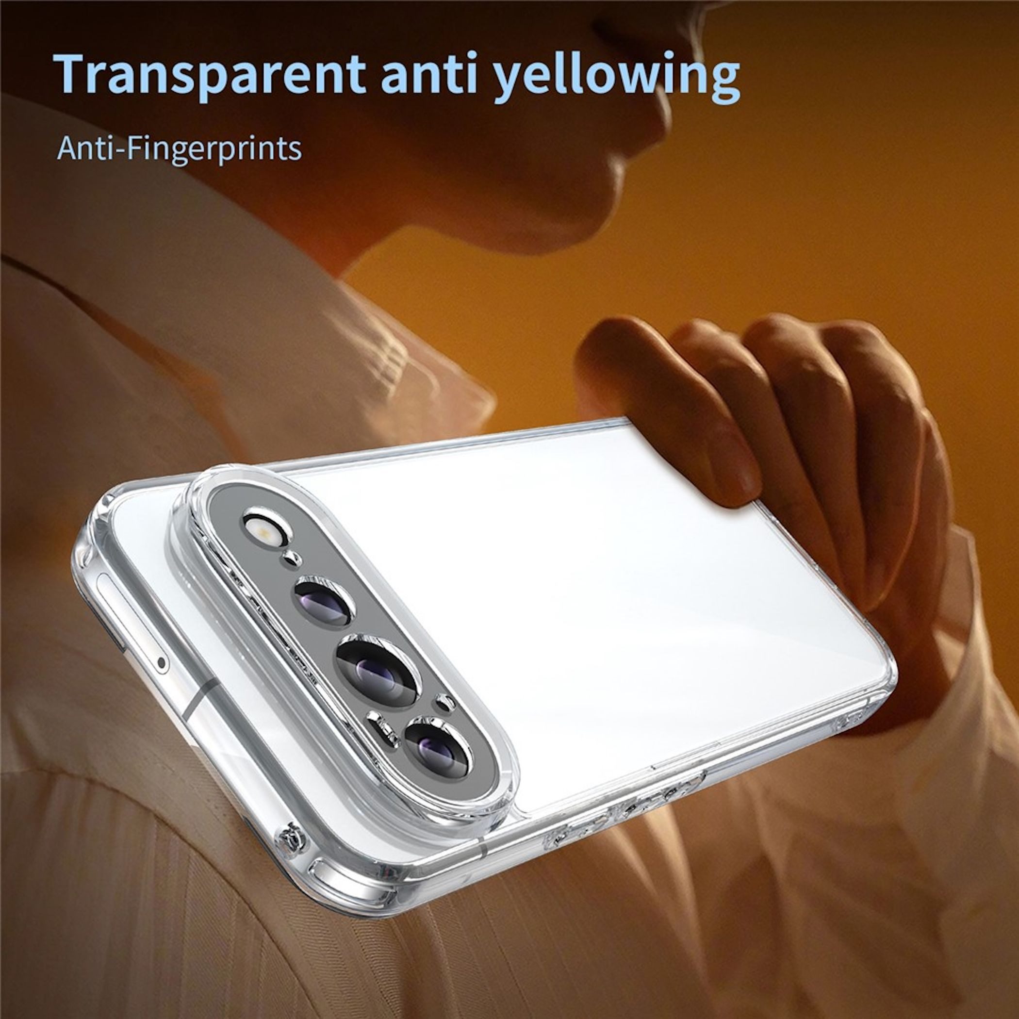 Wigento Handyhülle Airbag für Google Pixel 11 Pro XL Stoßfest Dünn Hardcase Transparent 6,8 Zoll, Anti Yellowing, Airbag Ecken, Anti Fingerabdruck – Bild 3 von 5